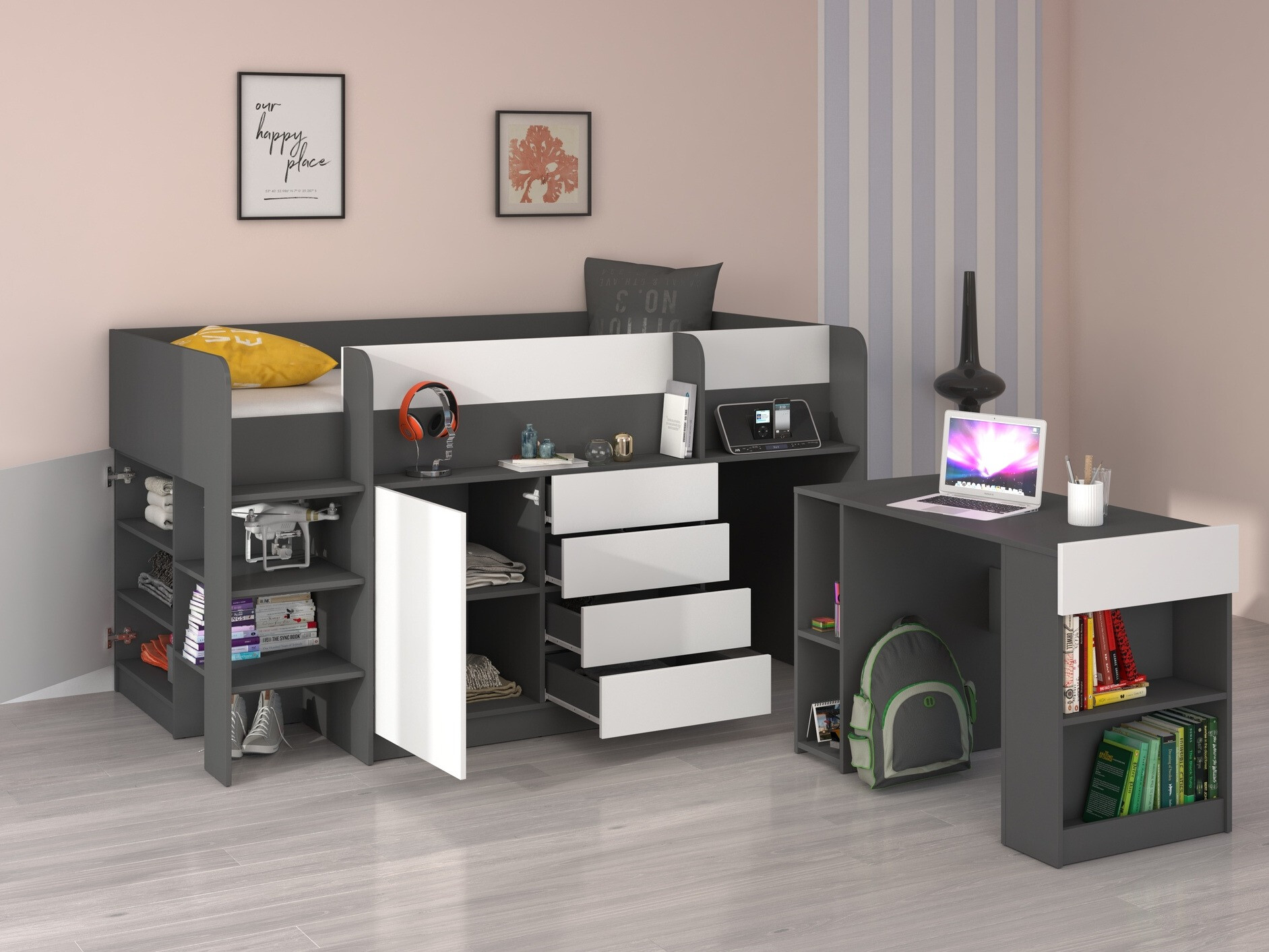 Litera Gilroy 116 (Grafito + Blanco)