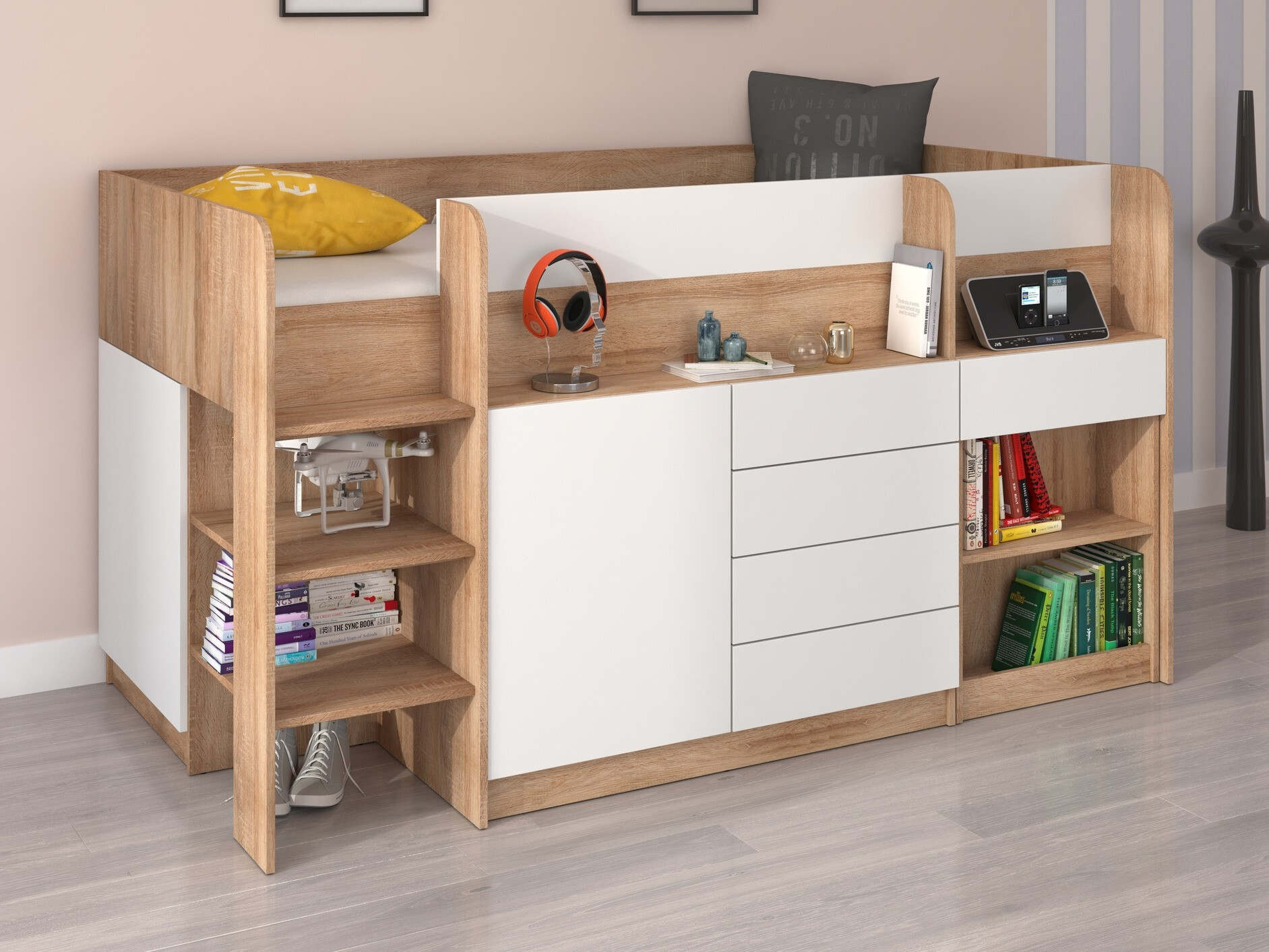 Litera Gilroy 116 (Roble Sonoma + Blanco)