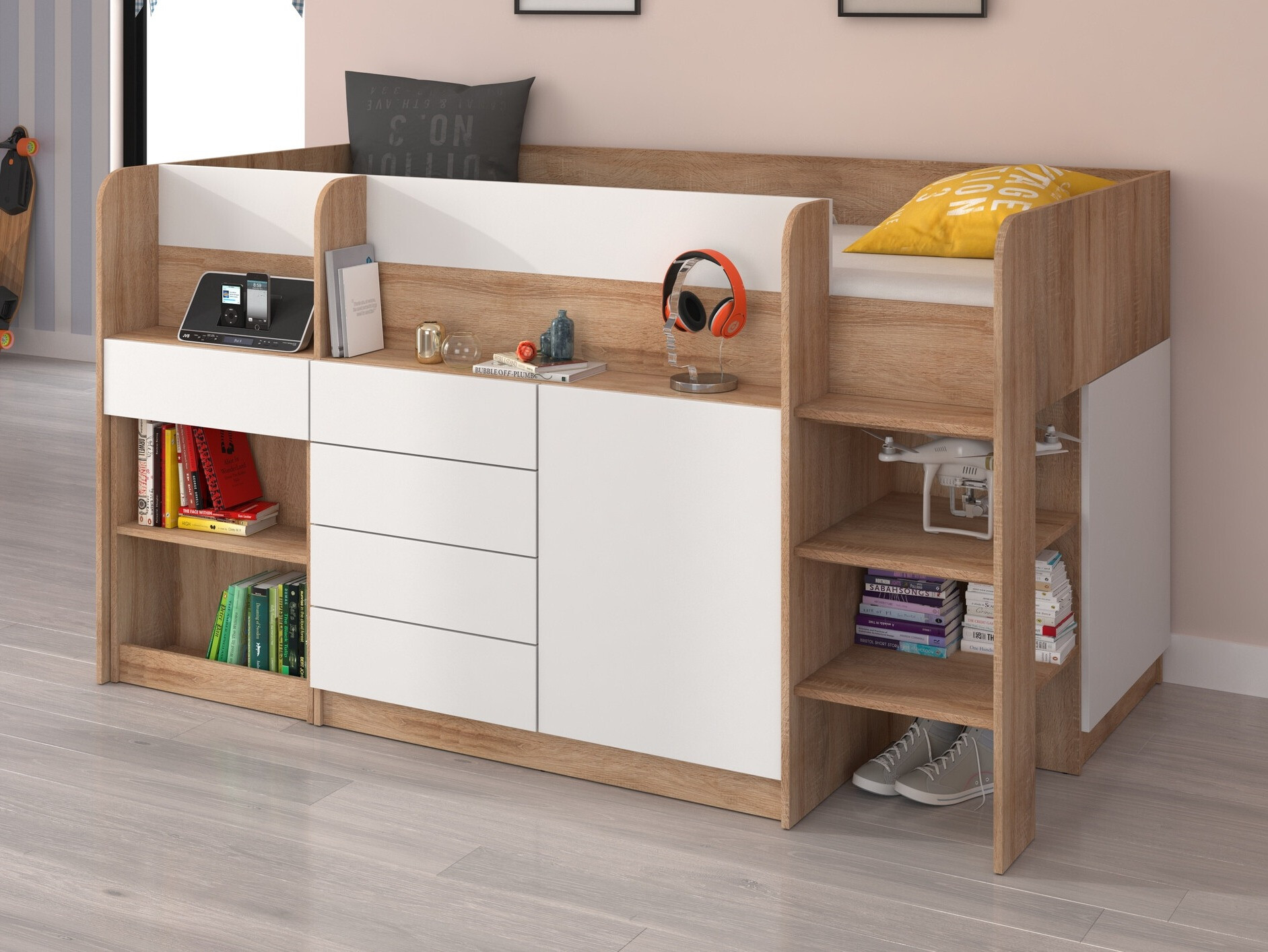 Litera Gilroy 116 (Roble Sonoma + Blanco)