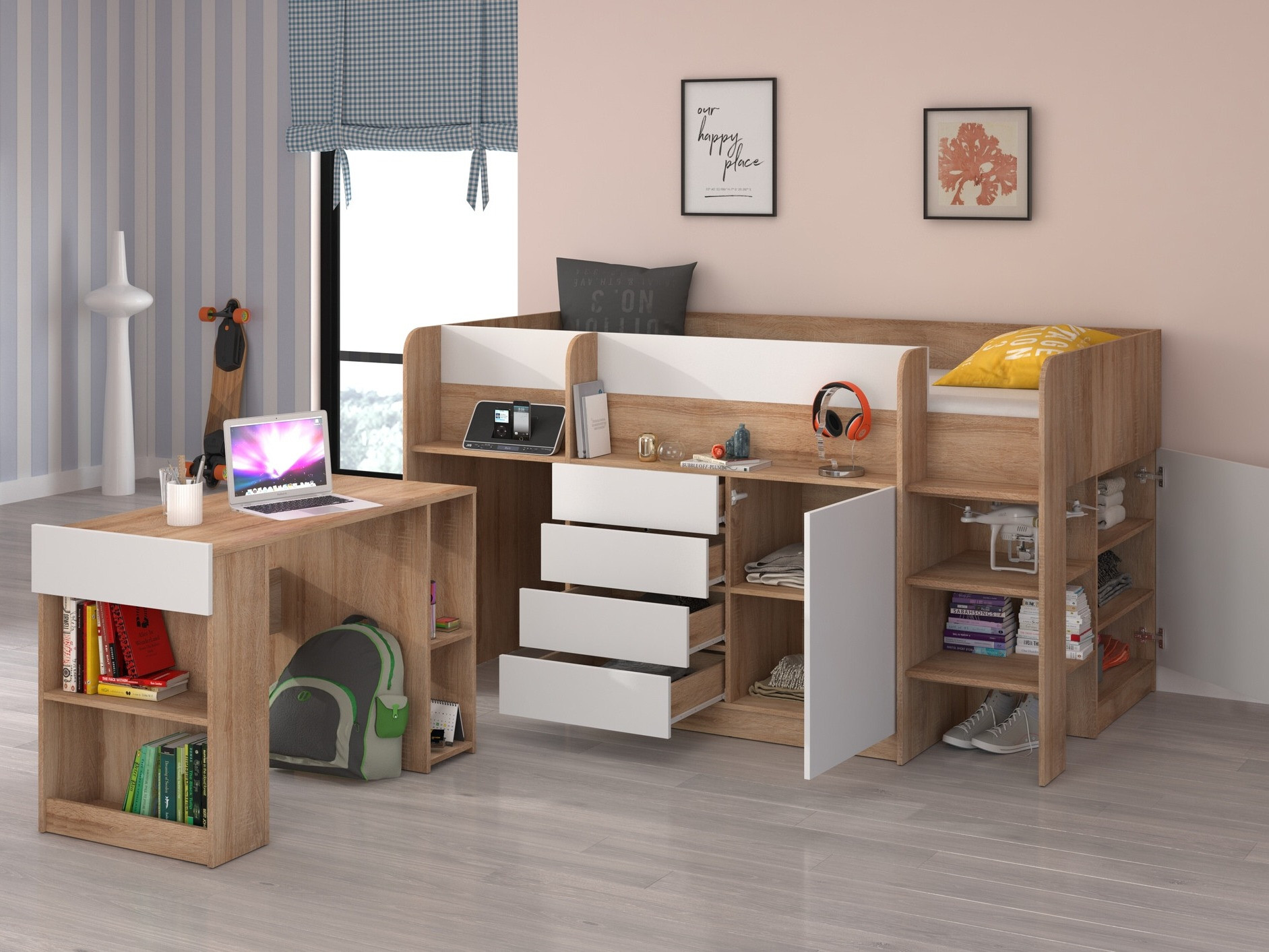 Litera Gilroy 116 (Roble Sonoma + Blanco)