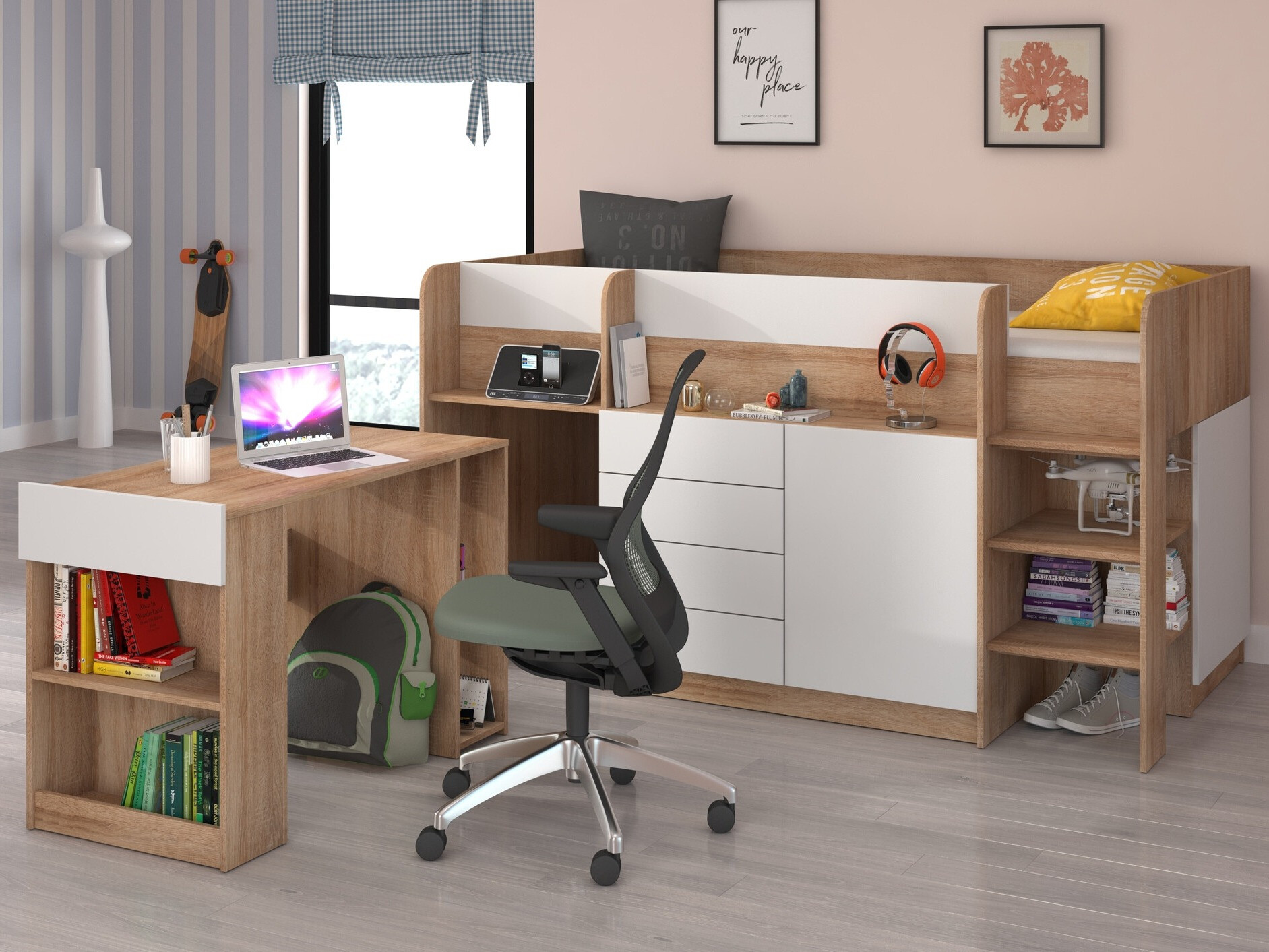 Litera Gilroy 116 (Roble Sonoma + Blanco)