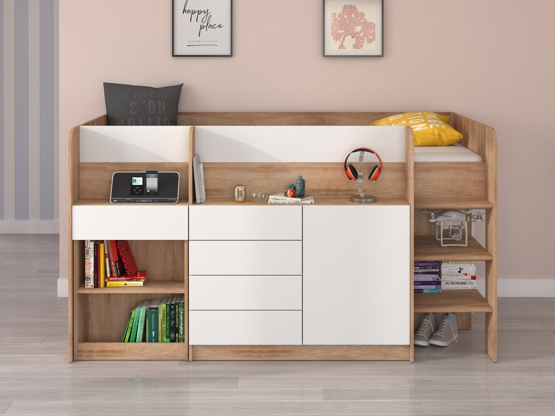 Litera Gilroy 116 (Roble Sonoma + Blanco)