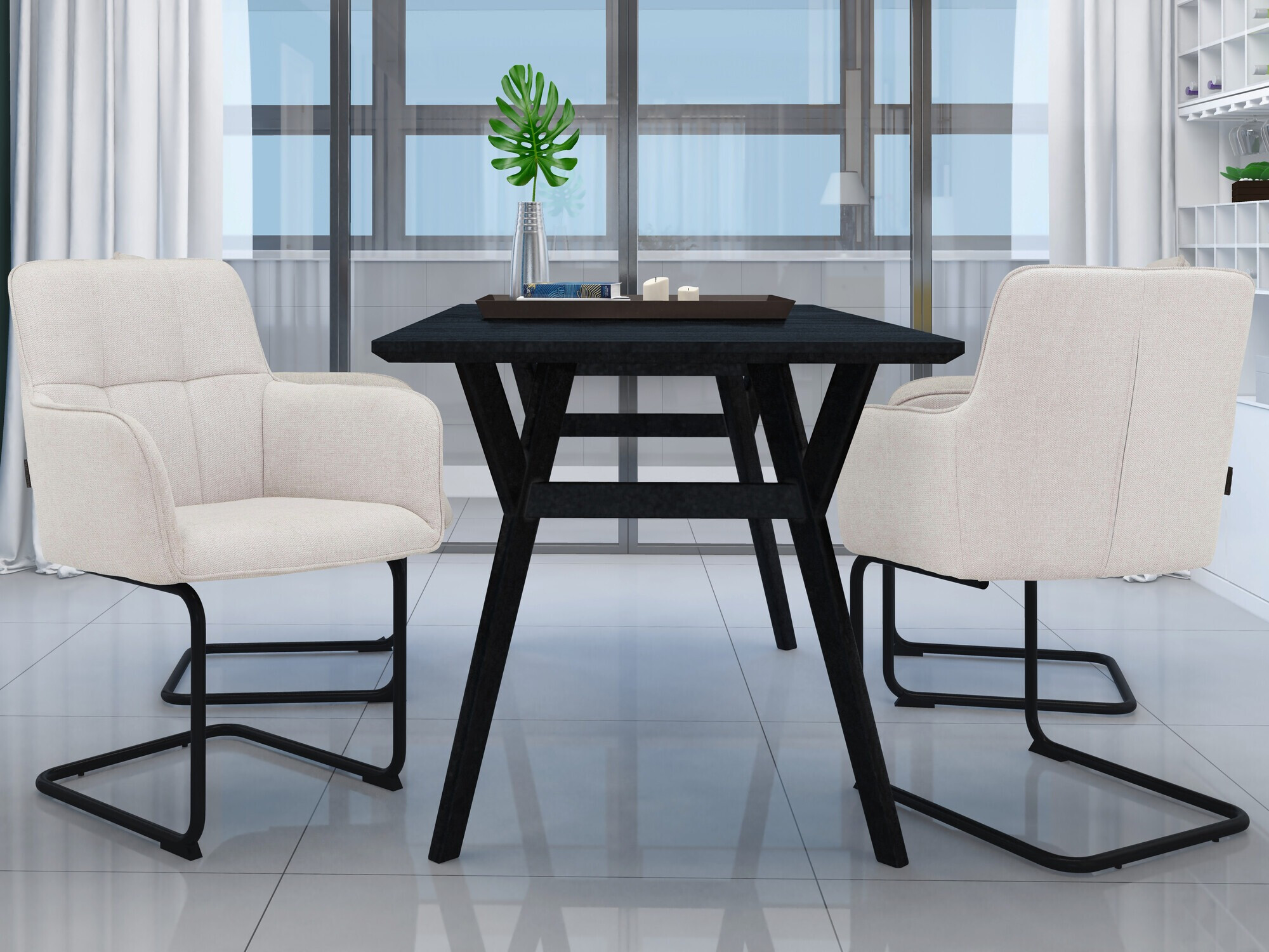 Conjunto de sillas Denton 1251 (Crema)