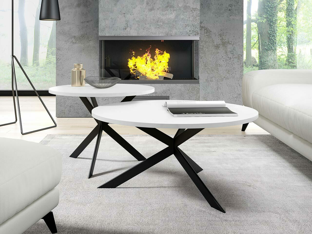 Conjunto mesa de centro Oswego 108 (Blanco + Negro)