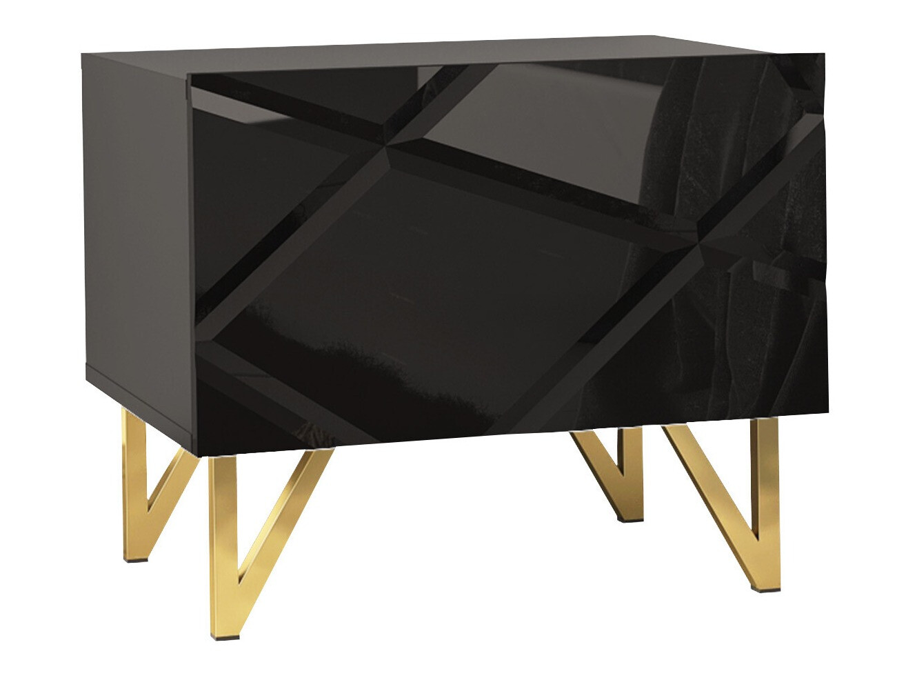 Mesilla de noche Mavmave 103 (Negro + Negro brillante)