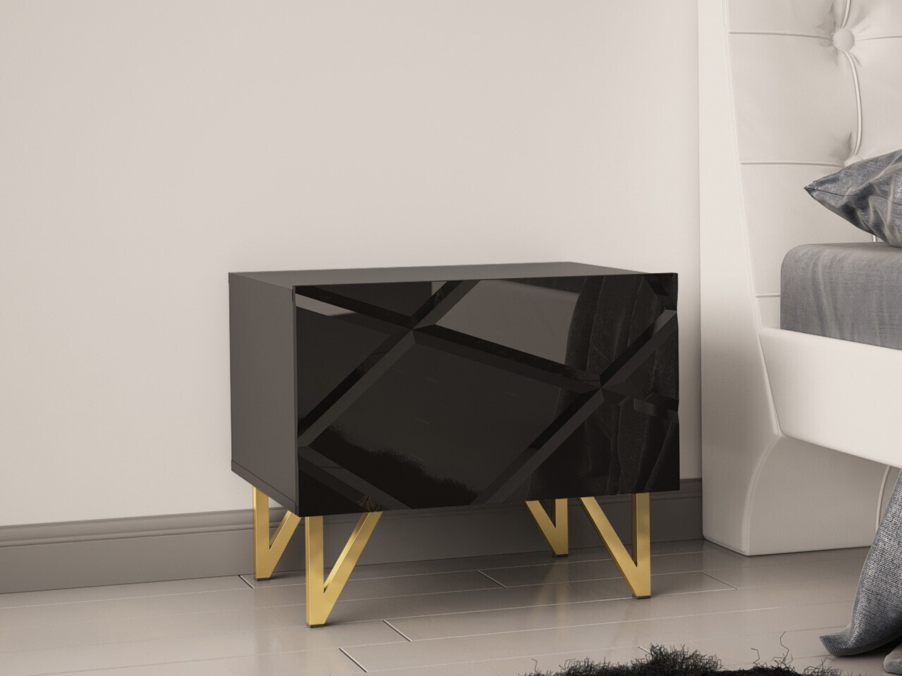 Mesilla de noche Mavmave 103 (Negro + Negro brillante)