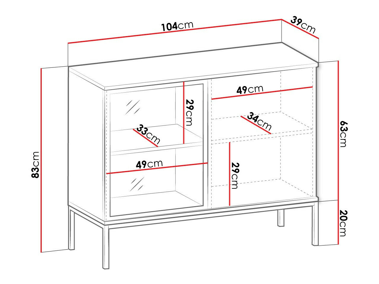 Aparador Soferi 107 (Negro + Roble wotan)