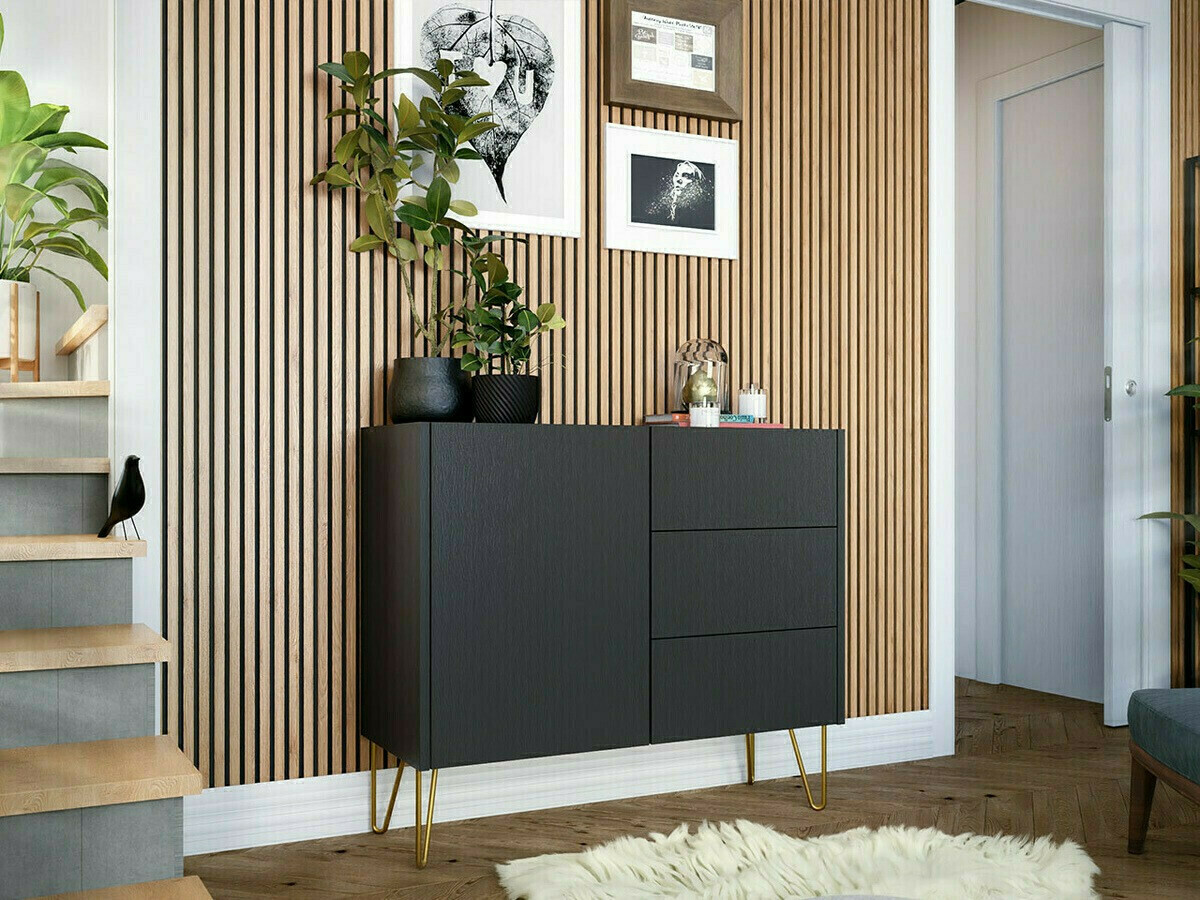 Cómoda Levdale 100 (Grafito + Mármol negro)