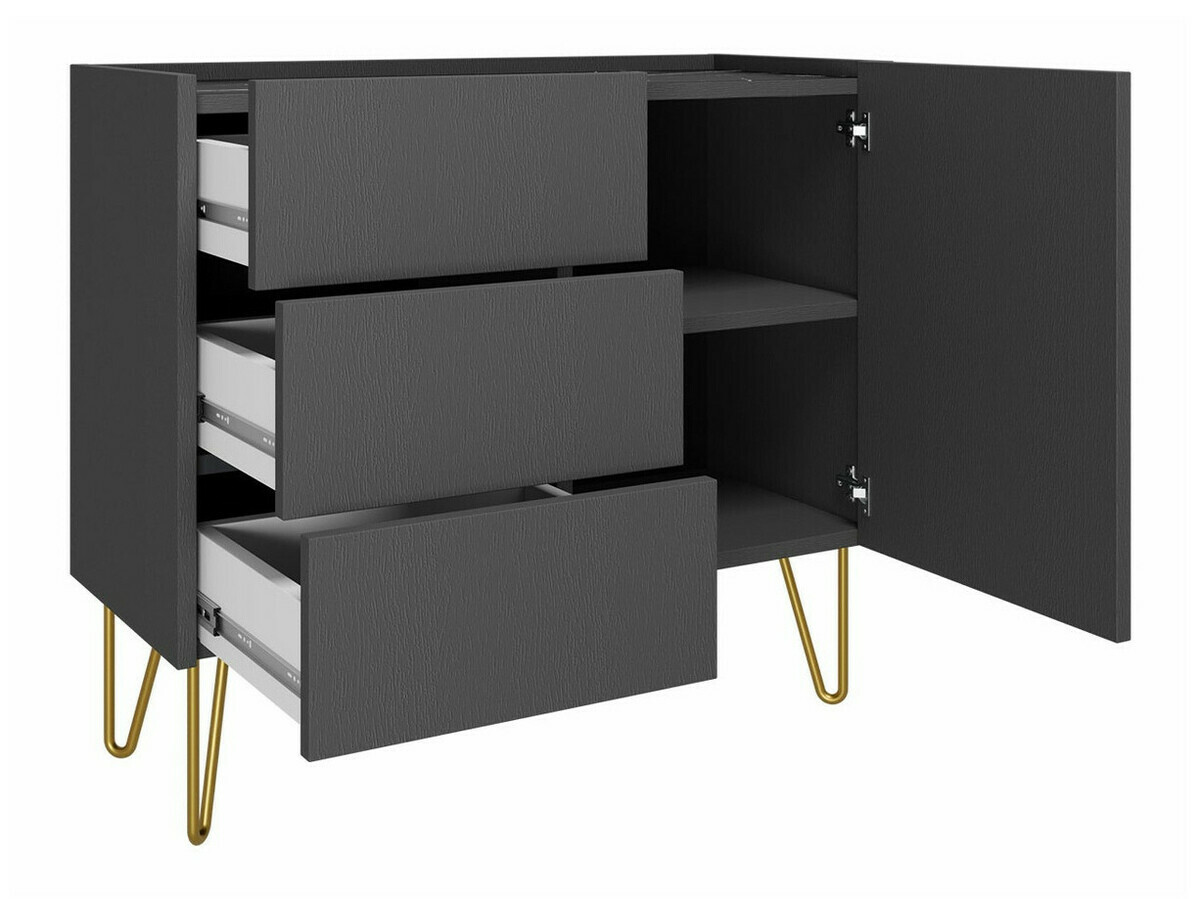Cómoda Levdale 100 (Grafito + Mármol negro)