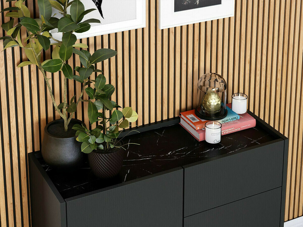 Cómoda Levdale 100 (Grafito + Mármol negro)