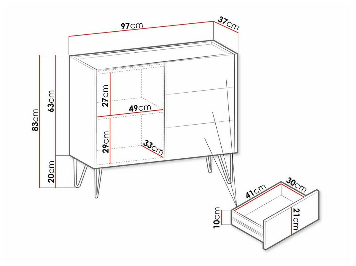Cómoda Levdale 100 (Grafito + Mármol negro)
