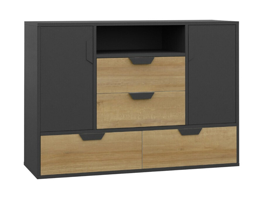 Cómoda Tenmele 106 (Grafito + Riviera roble)