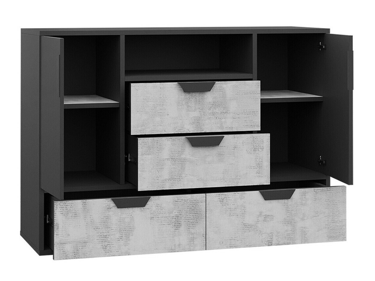 Cómoda Tenmele 106 (Grafito + Riviera roble)