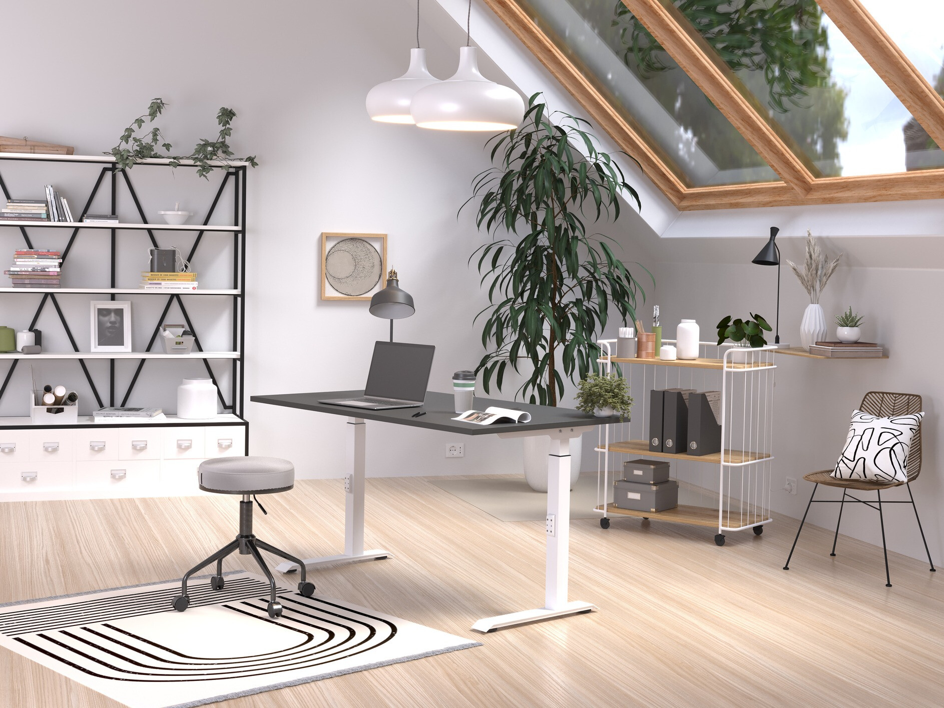 Mesa de oficina Sacramento 420 (Grafito + Blanco)