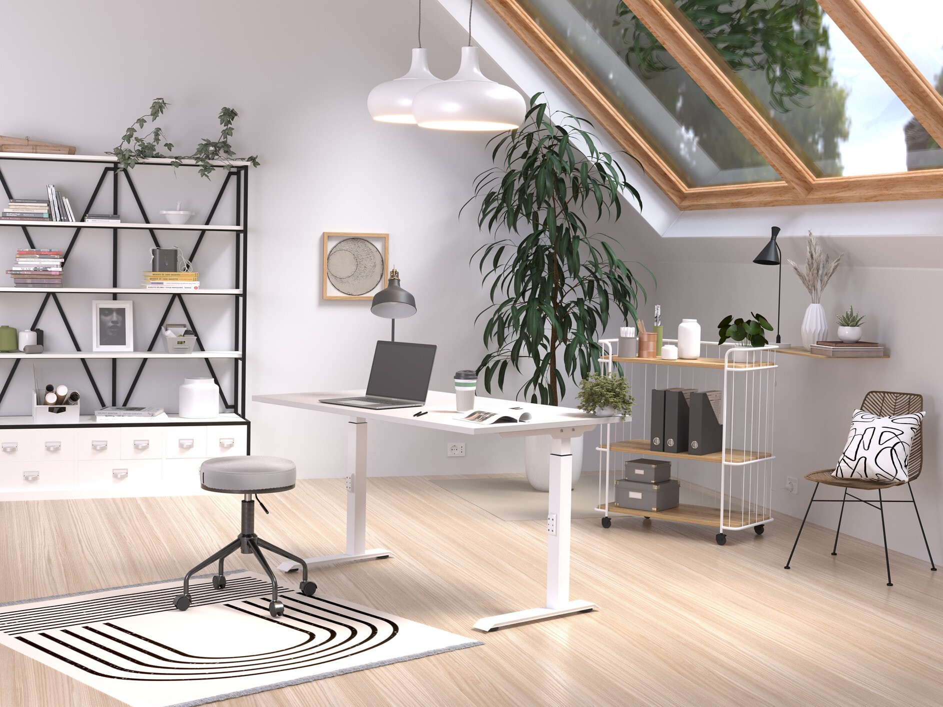 Mesa de oficina Sacramento 420 (Gris + Blanco)