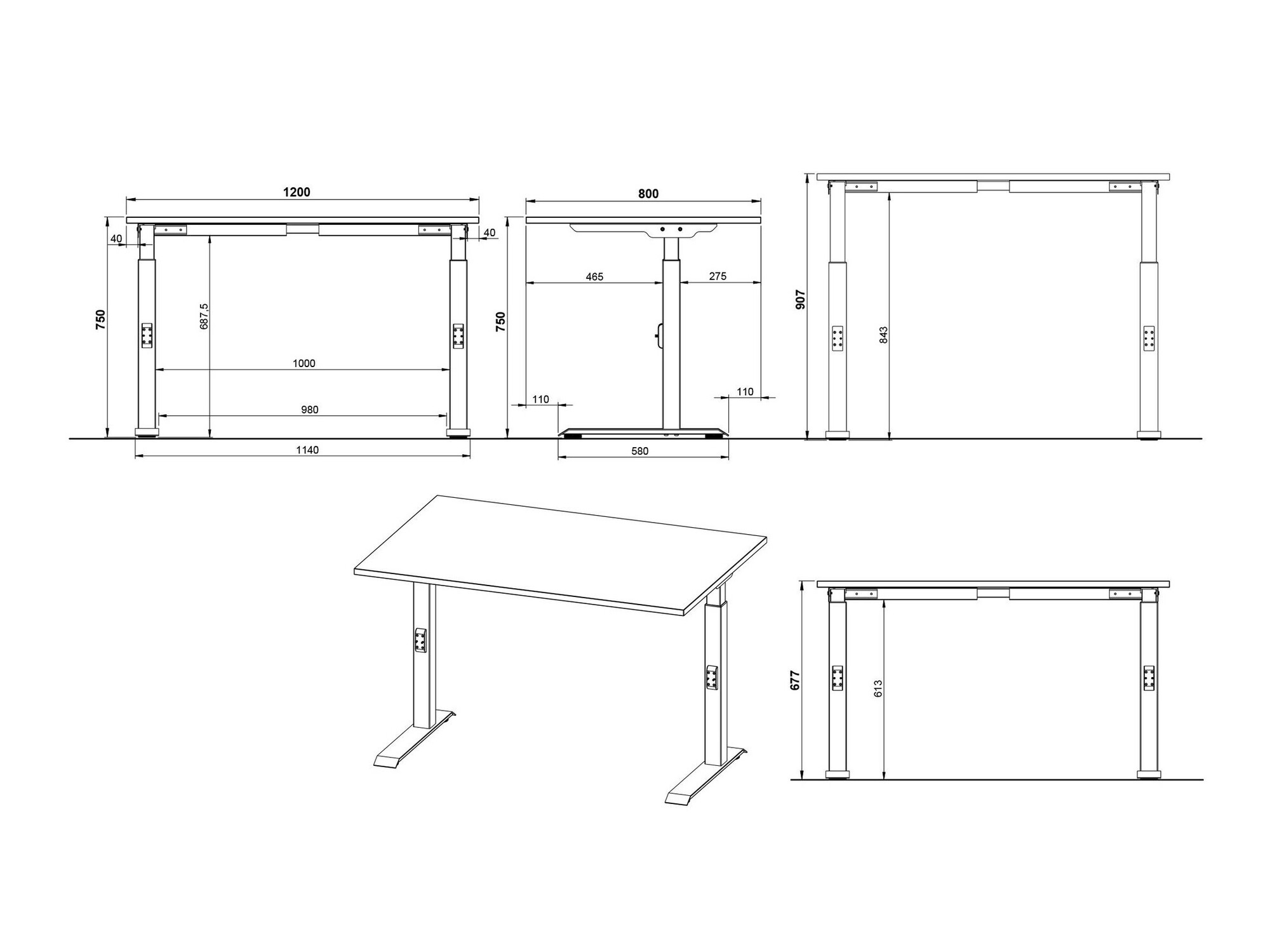 Mesa de oficina Sacramento 420 (Gris + Blanco)