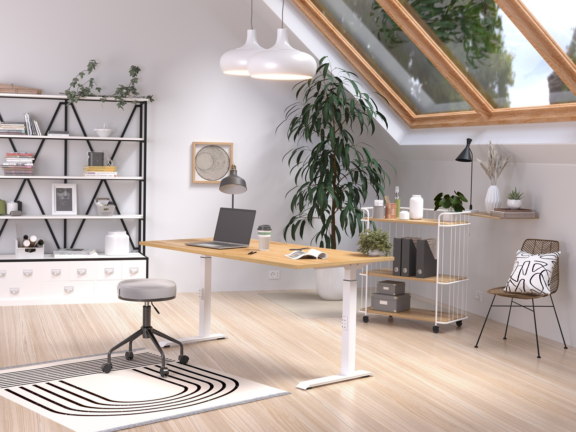 Mesa de oficina Sacramento 421 (Navarra roble + Blanco)