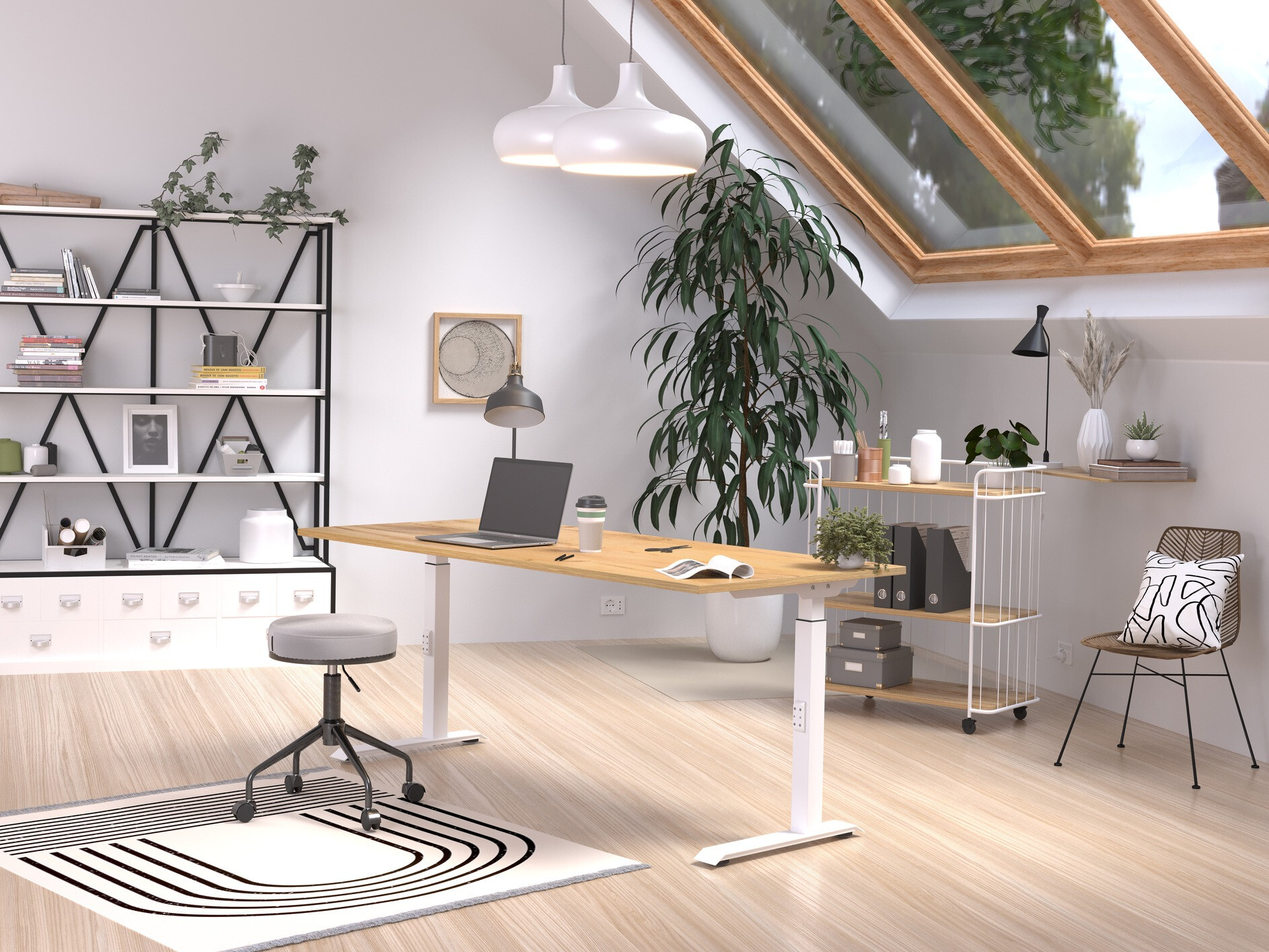 Mesa de oficina Sacramento 422 (Navarra roble + Blanco)