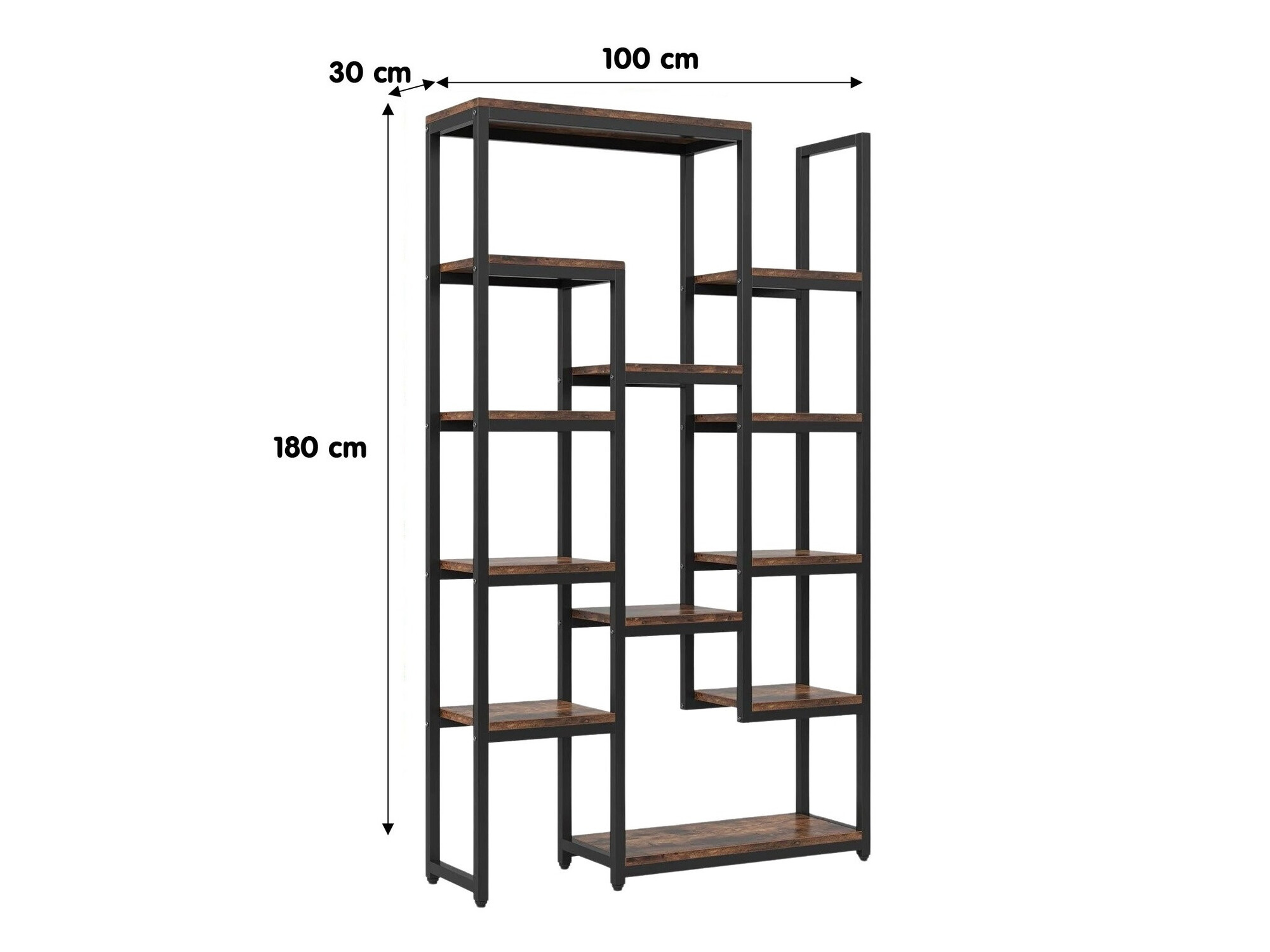 Estantería Kailua 1660 (Negro + Madera oscura)