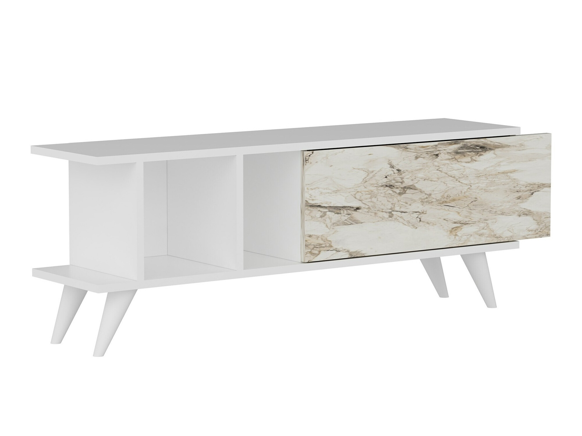 Mueble TV Kailua 1952 (Blanco + Mármol blanco)