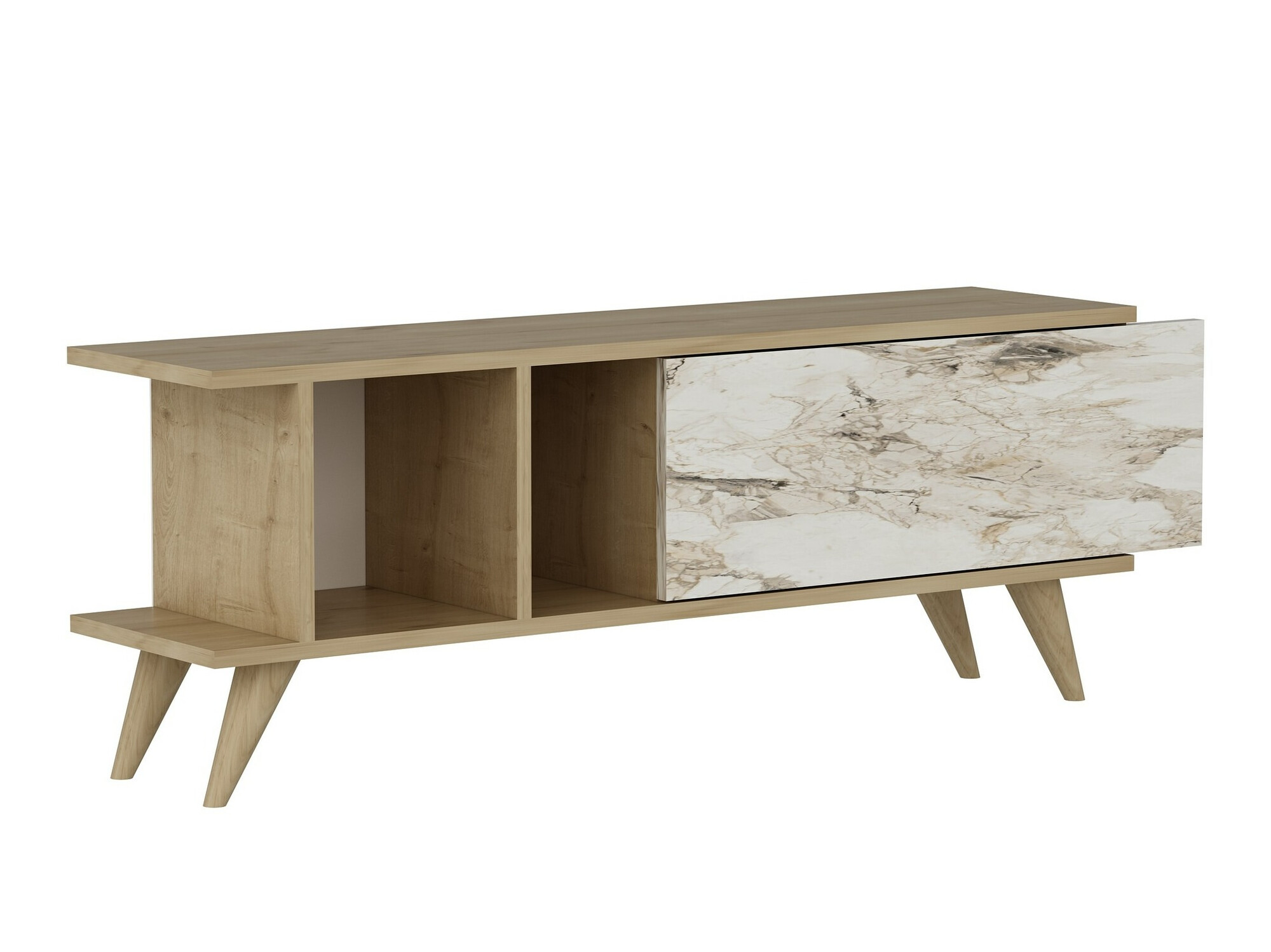 Mueble TV Kailua 1952 (Roble + Mármol blanco)