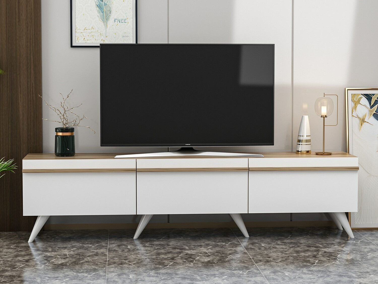 Mueble TV Kailua 952 (Blanco + Roble)