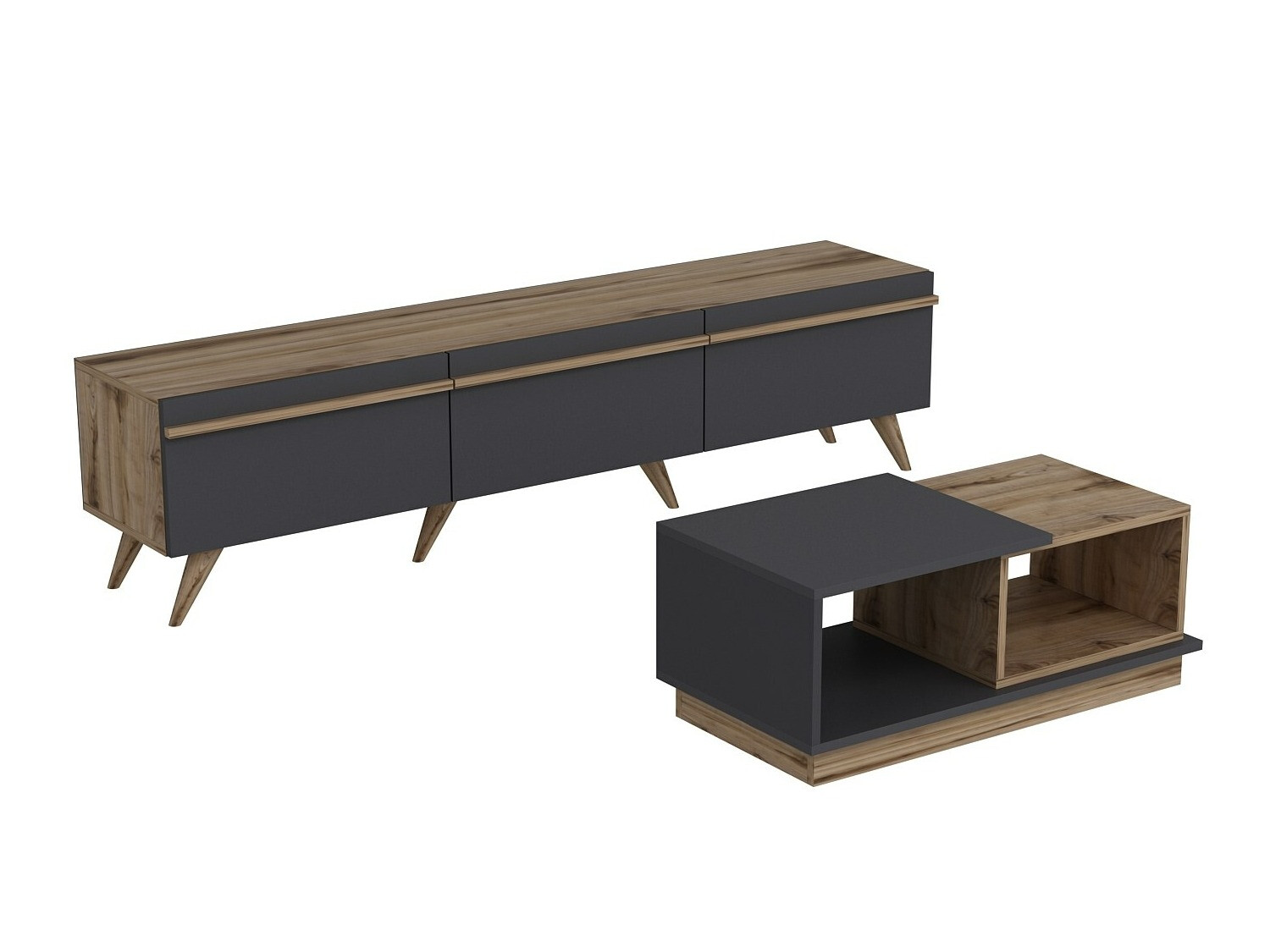 Conjunto de salón Kailua 1705 (Antracita + Roble)