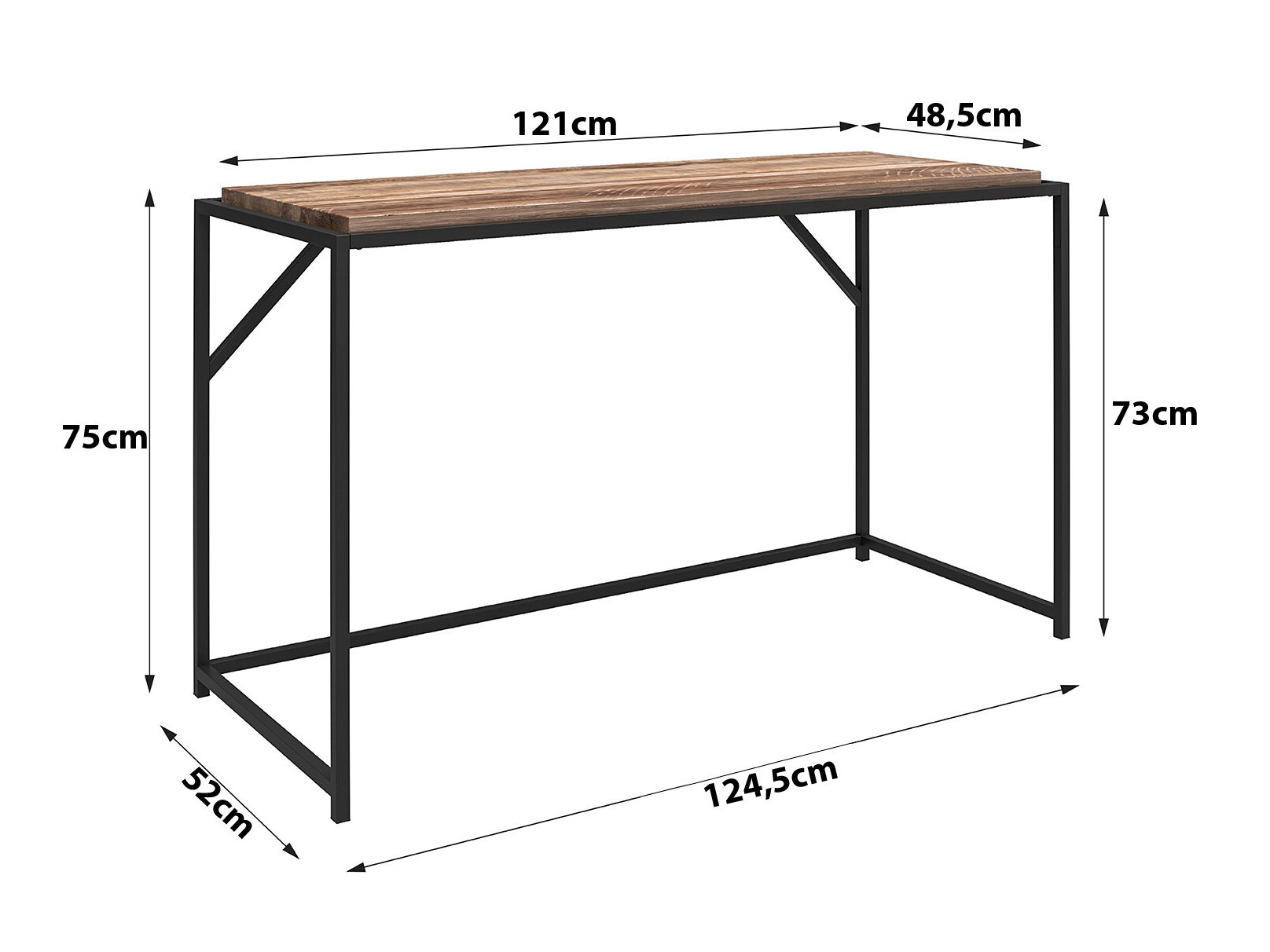 Mesa de oficina Tulsa 637 (Roble gris + Negro)