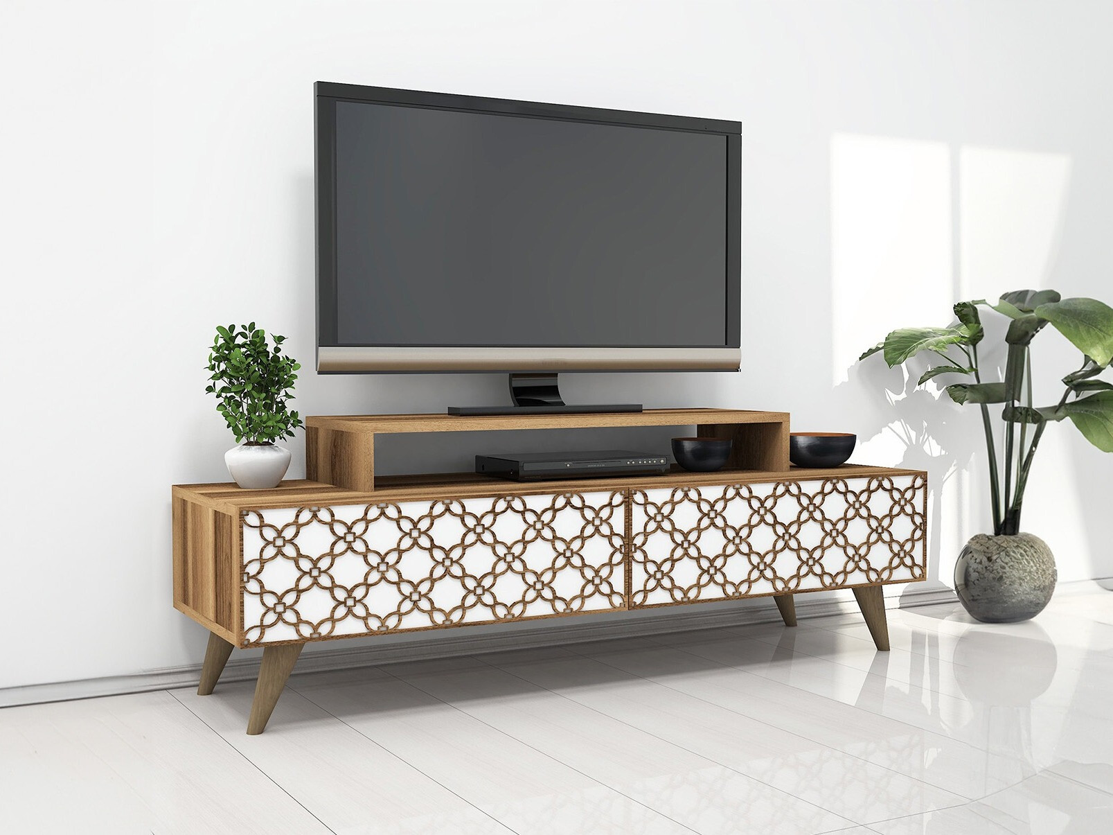 Mueble TV Kailua 160 (Nuez + Blanco)