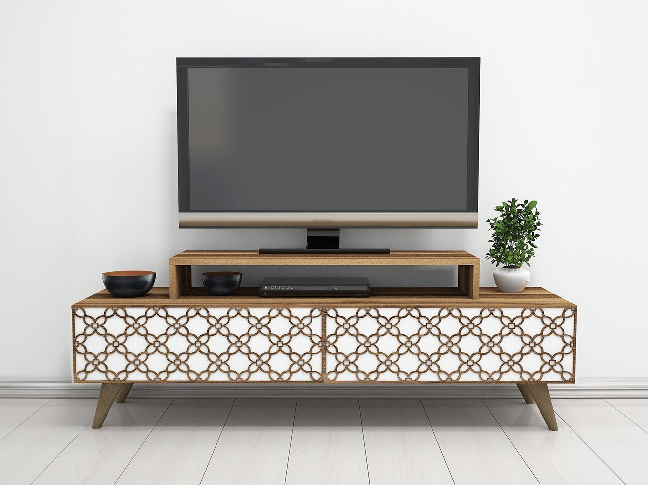 Mueble TV Kailua 160 (Nuez + Blanco)