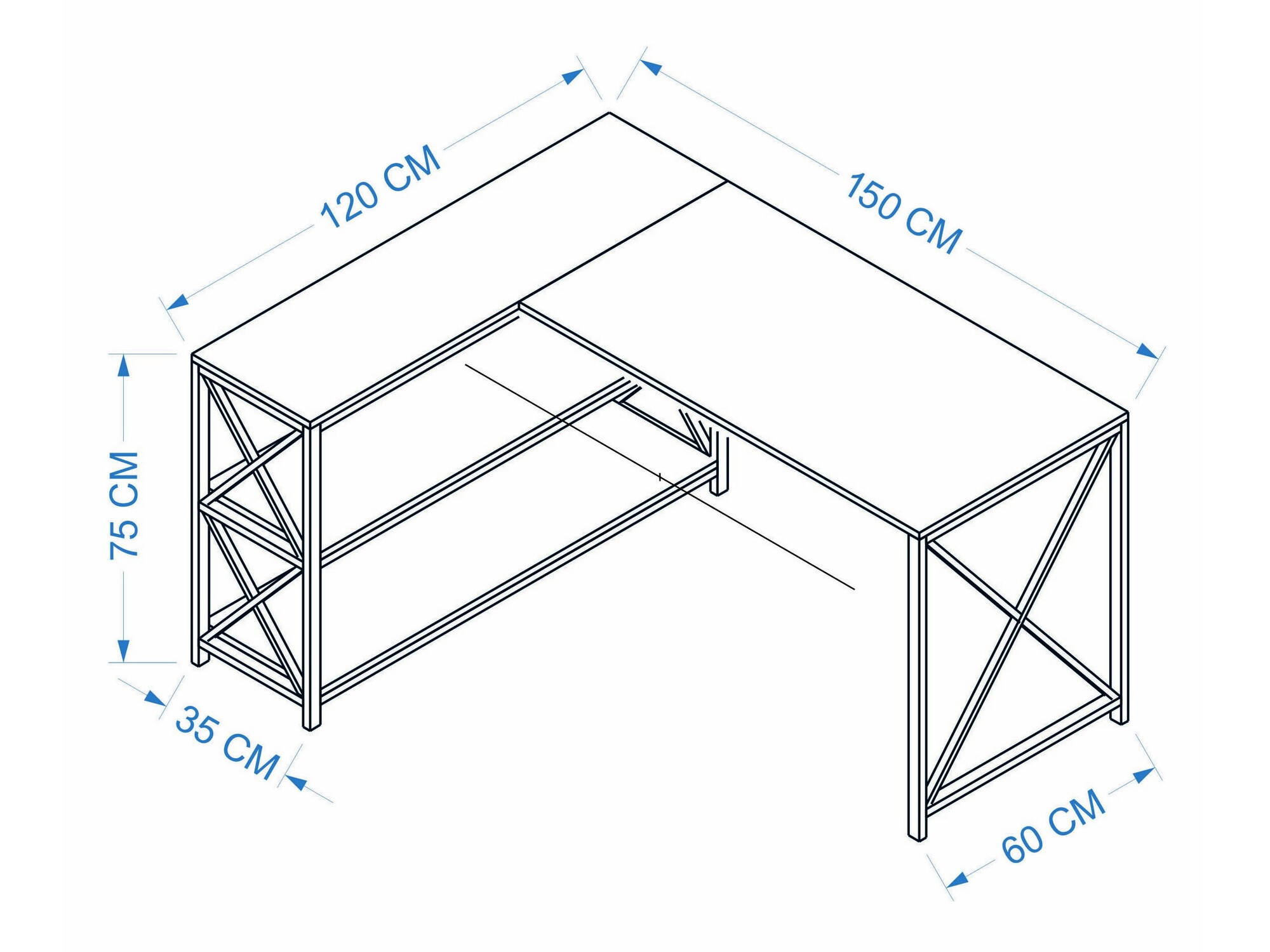 Mesa de ordenador esquinera Kailua 1734 (Blanco)