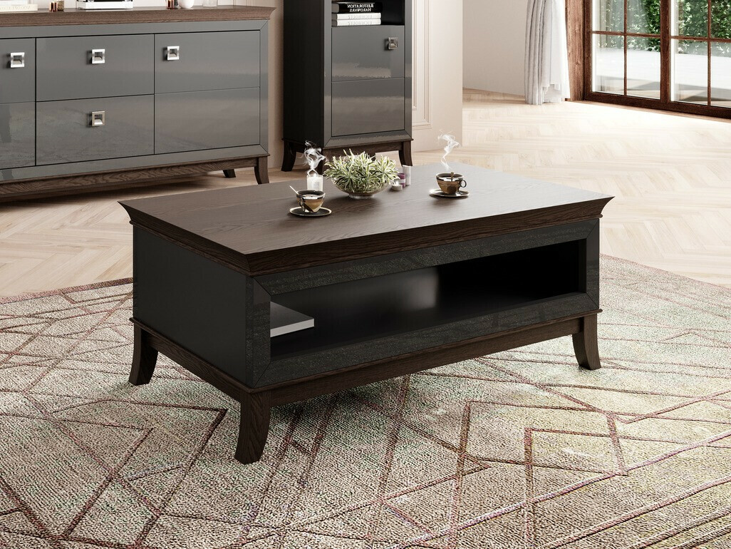 Mesa de centro Austin BA107 (Gloss antracita + Roble oscuro)
