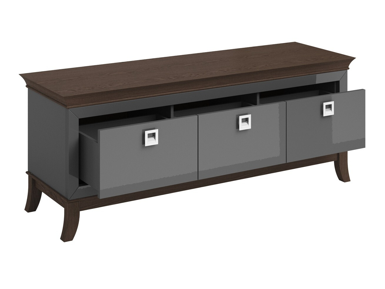 Mueble TV Austin BA102 (Blanco brillante + Roble oscuro)