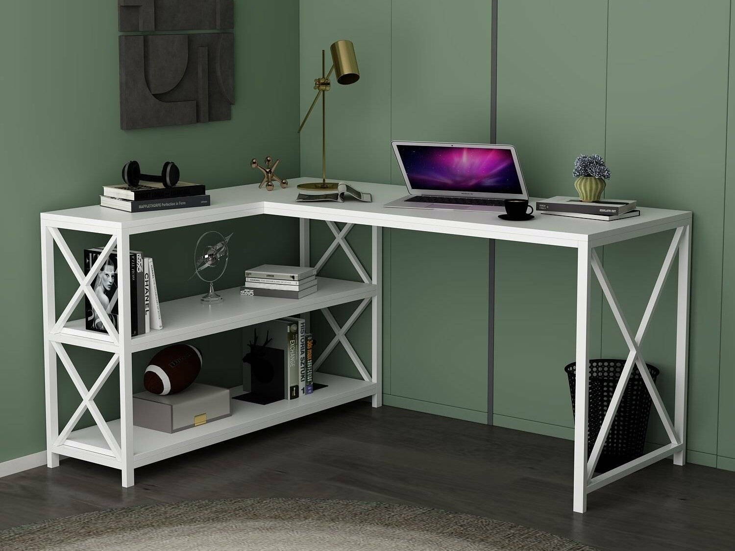 Mesa de ordenador esquinera Kailua 1734 (Blanco)