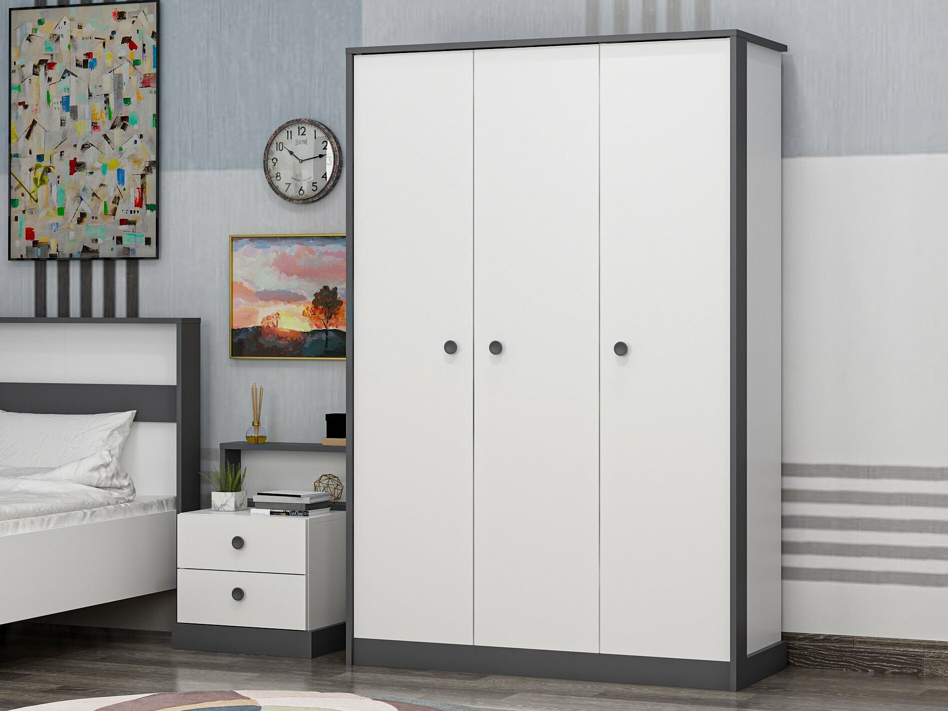 Armario Marelbe 101 (Blanco + Antracita)