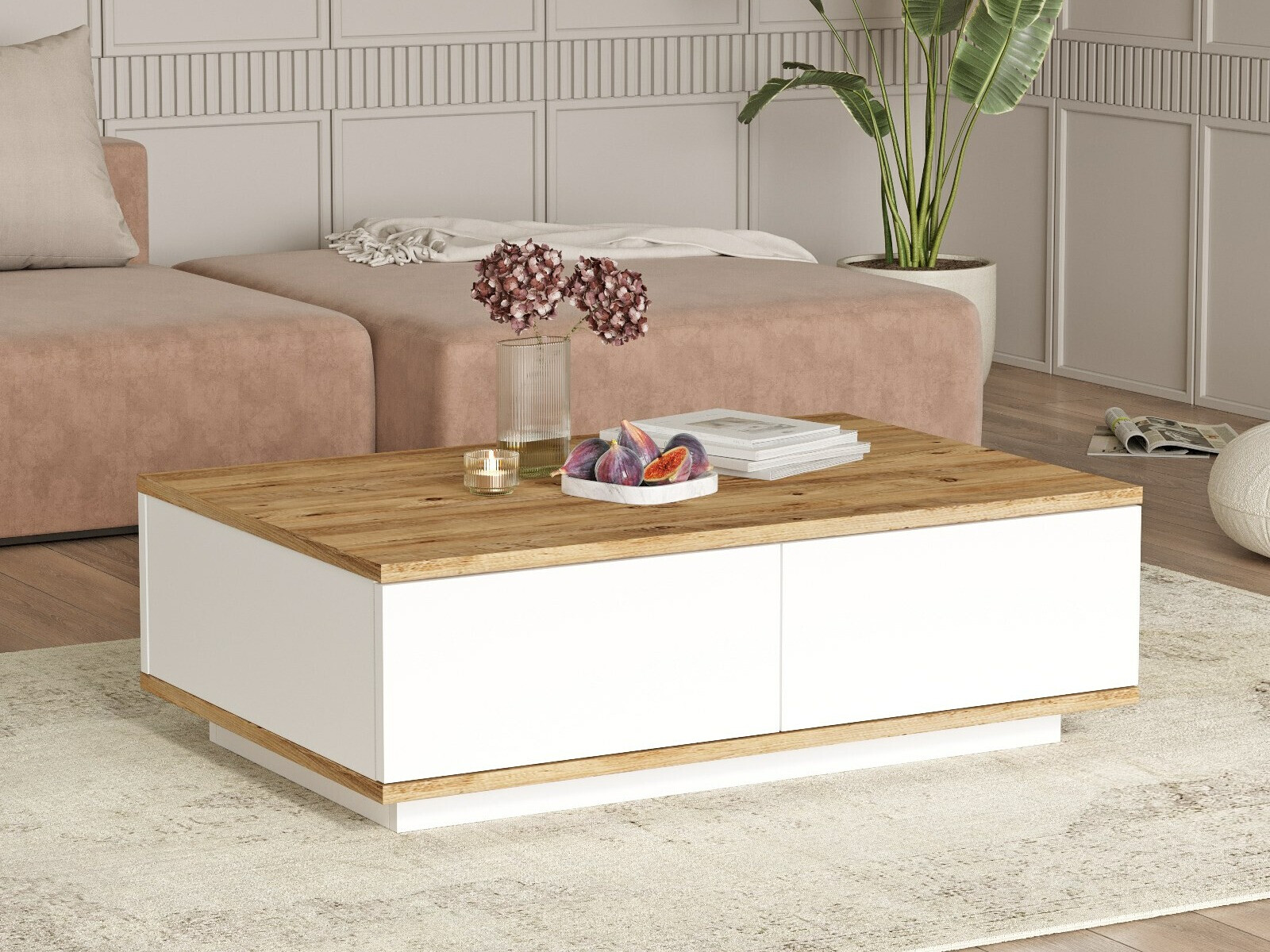 Mesa de centro Kailua 2426 (Blanco + Pino)