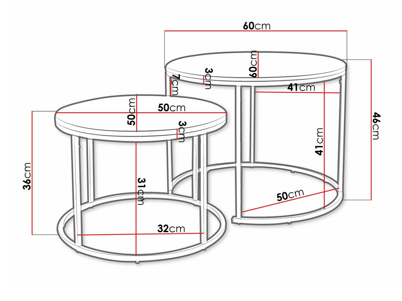 Conjunto mesa de centro Richardson 116 (Mármol blanco + Negro)