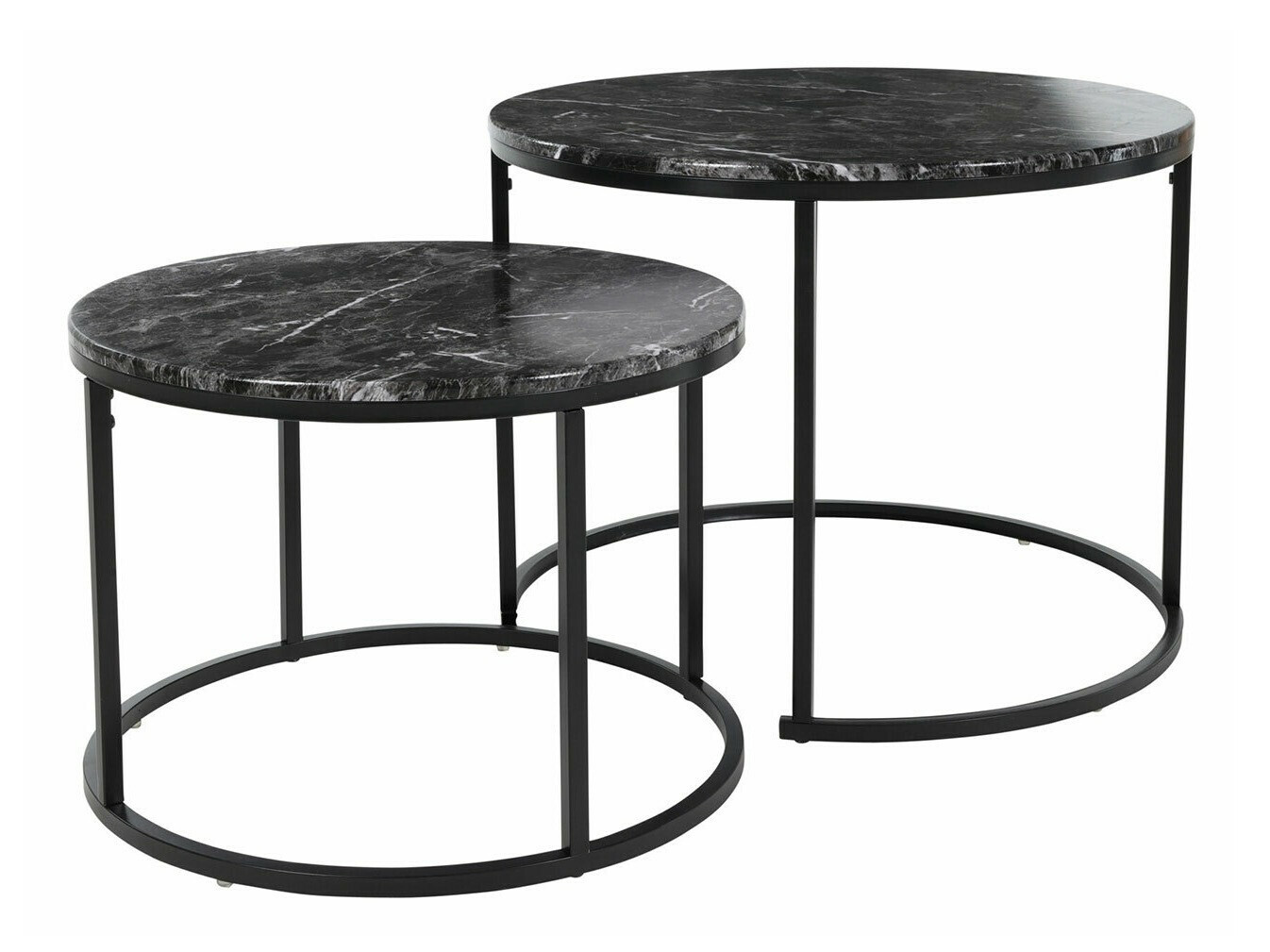 Conjunto mesa de centro Richardson 116 (Negro + Mármol negro)