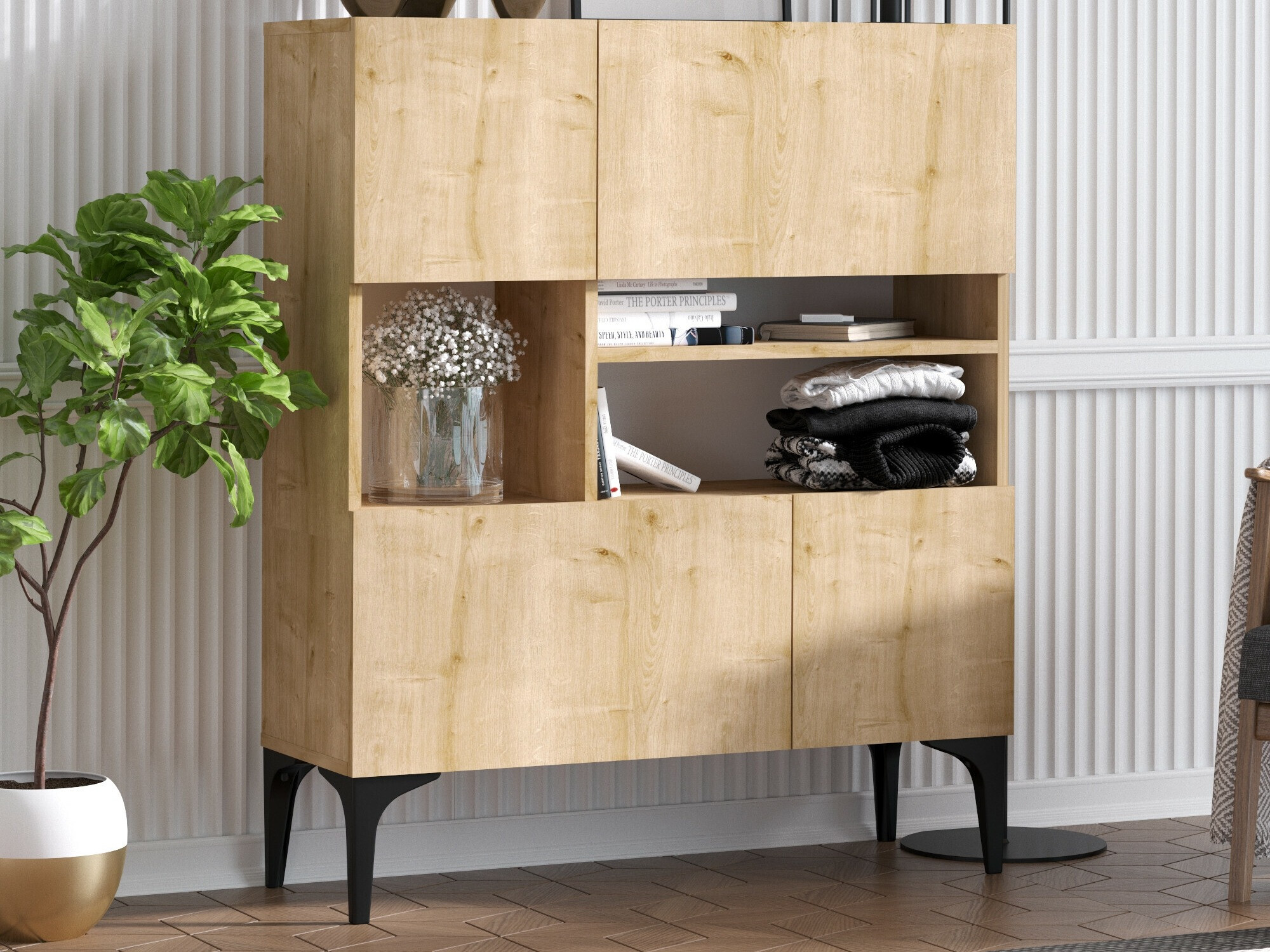 Aparador Vestesu 139 (Negro + Roble)