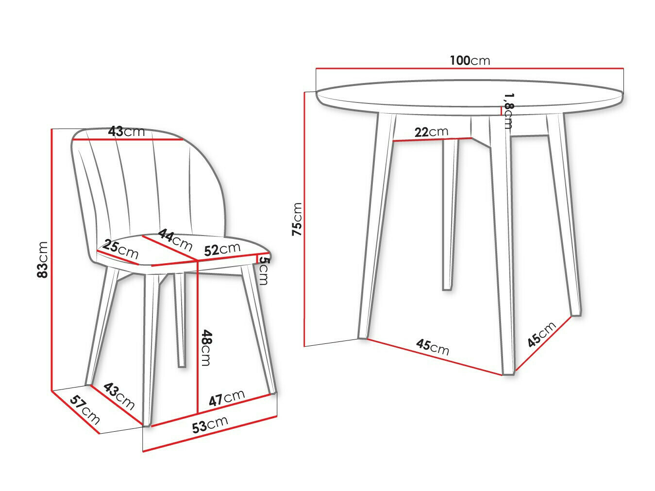 Conjunto de comedor Racine 127 (Negro + Magic Velvet 2250)