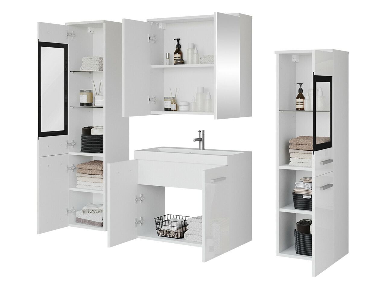 Conjunto de mueble de baño Sarasota 140 (Gris brillante + Castaña)
