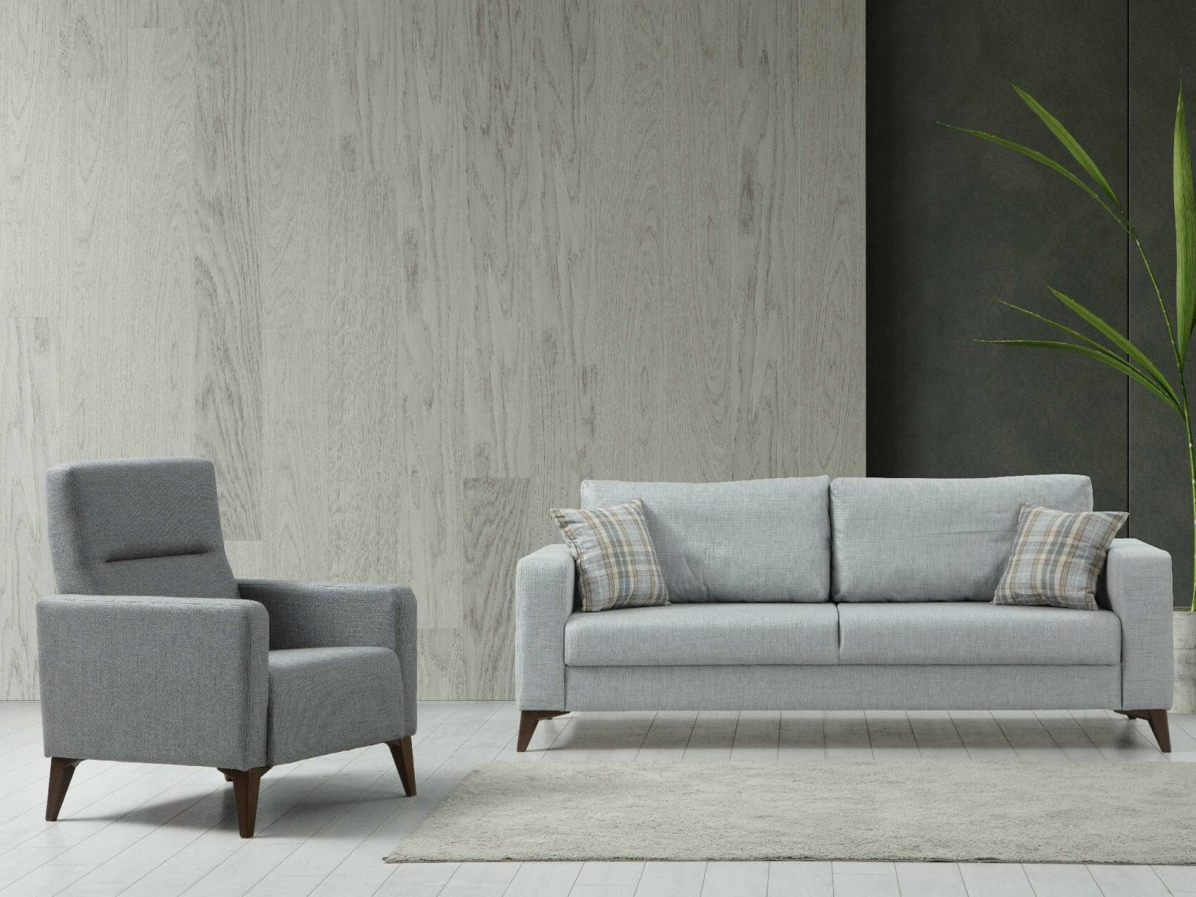 Conjunto de muebles tapizado Altadena C124 (Gris oscuro + Gris claro)