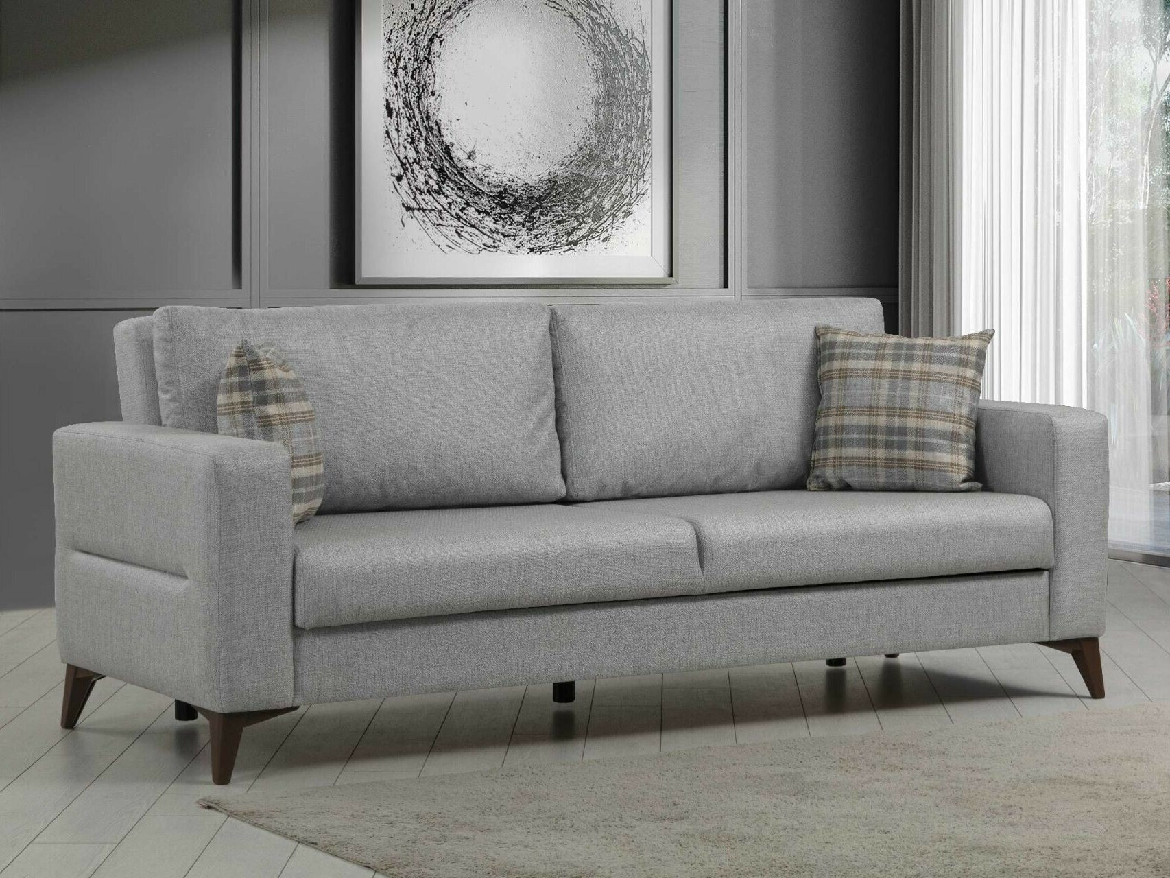 Conjunto de muebles tapizado Altadena C124 (Gris oscuro + Gris claro)