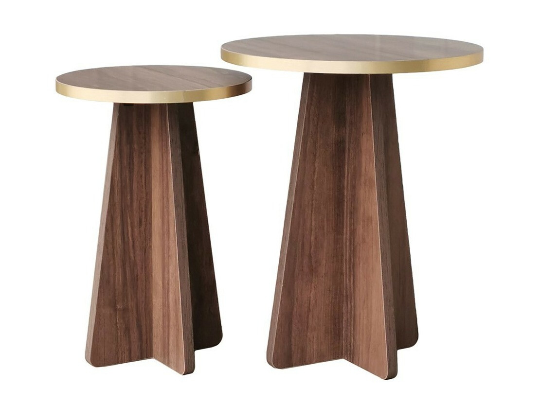 Conjunto de mesas auxiliares Kailua 1858 (Nogal + Dorado)