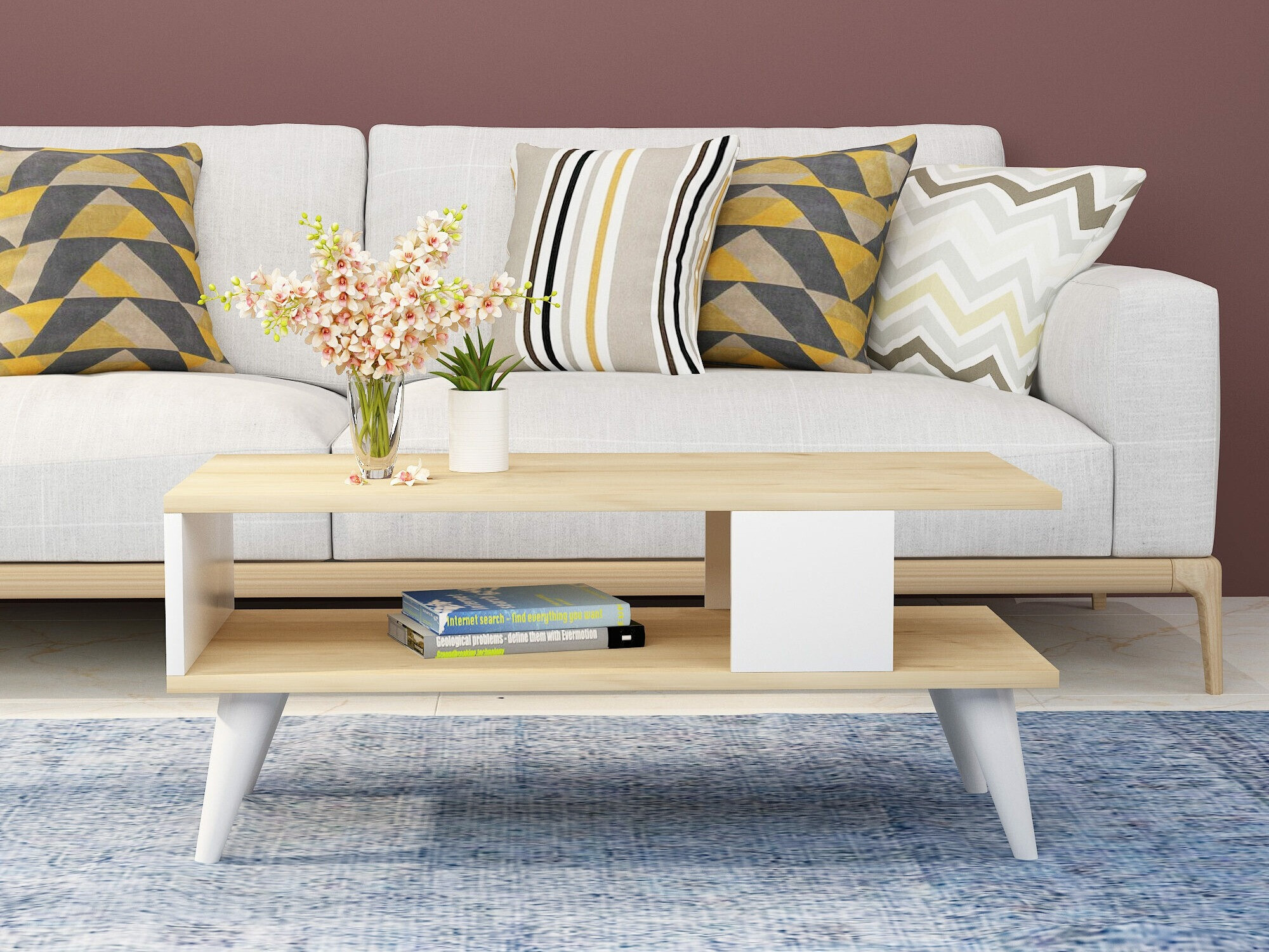 Mesa de centro Kailua 1866 (Blanco + Roble)