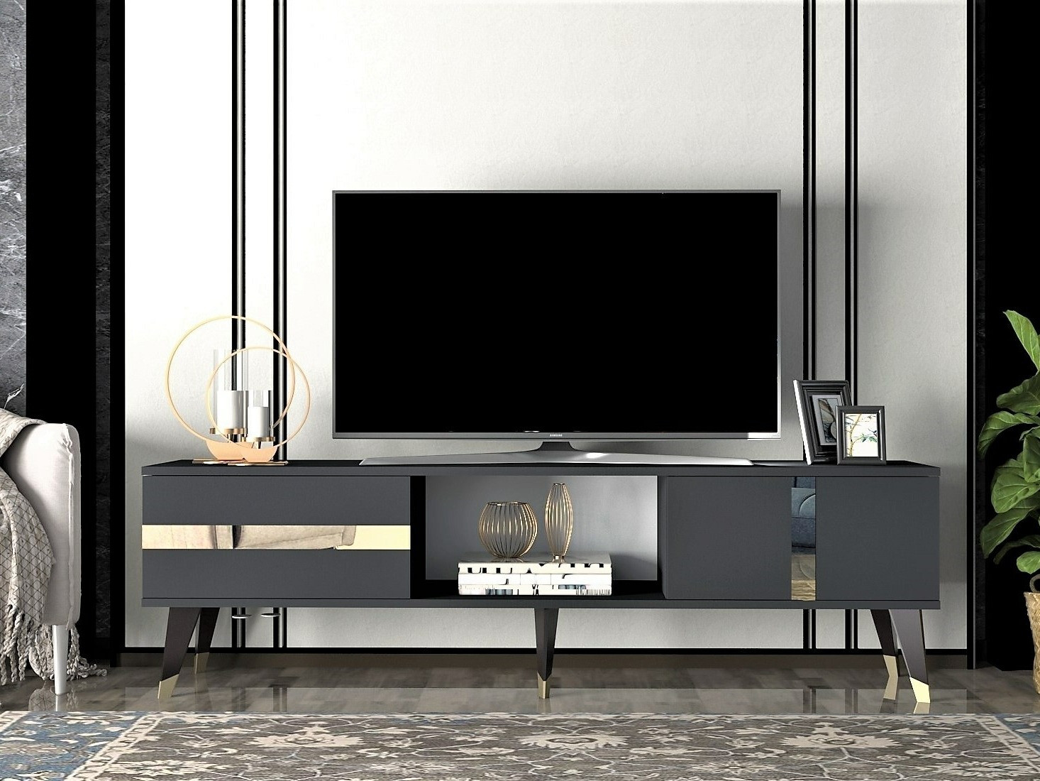 Mueble TV Kailua 1871 (Antracita + Dorado)
