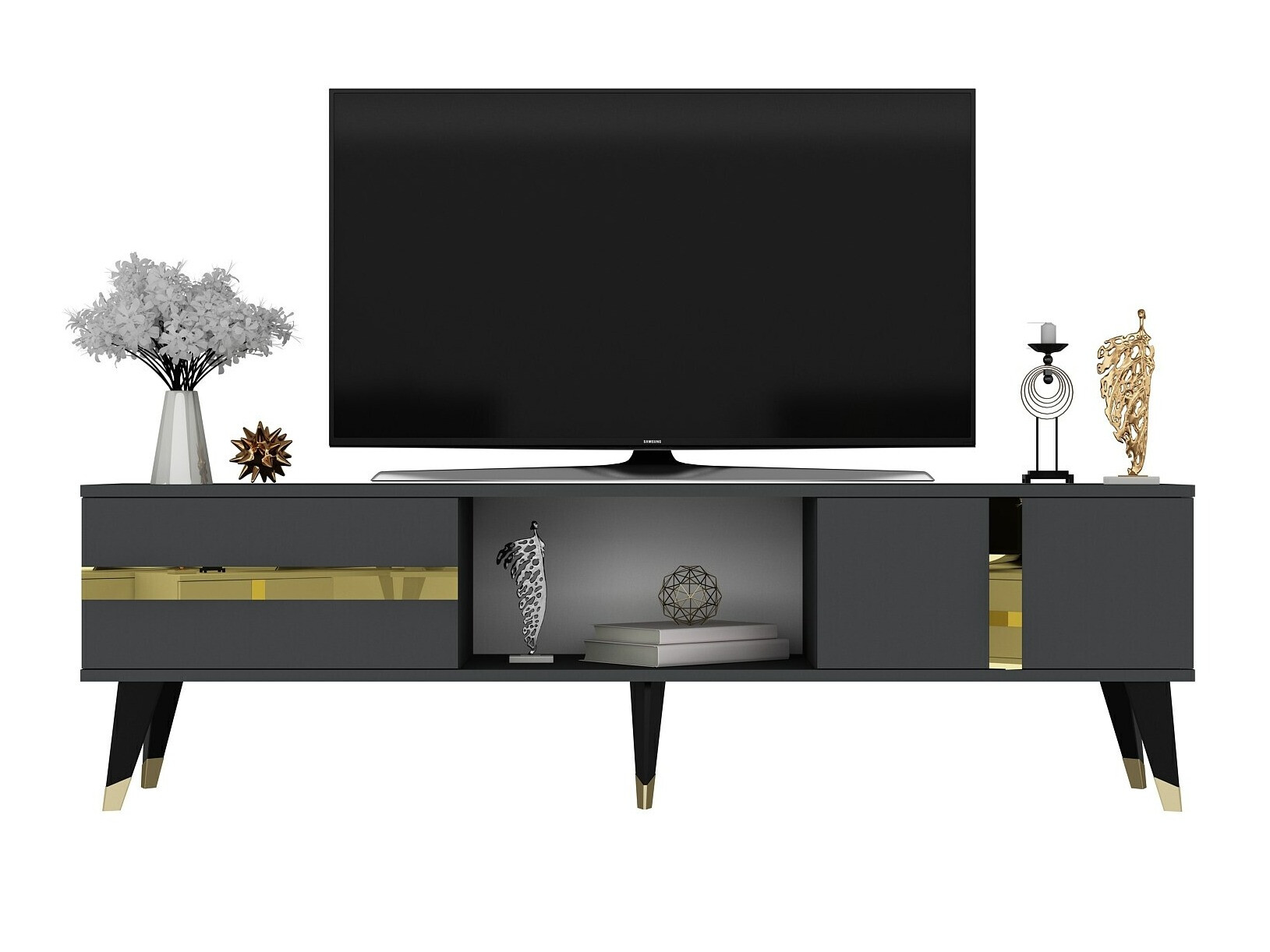 Mueble TV Kailua 1871 (Antracita + Dorado)