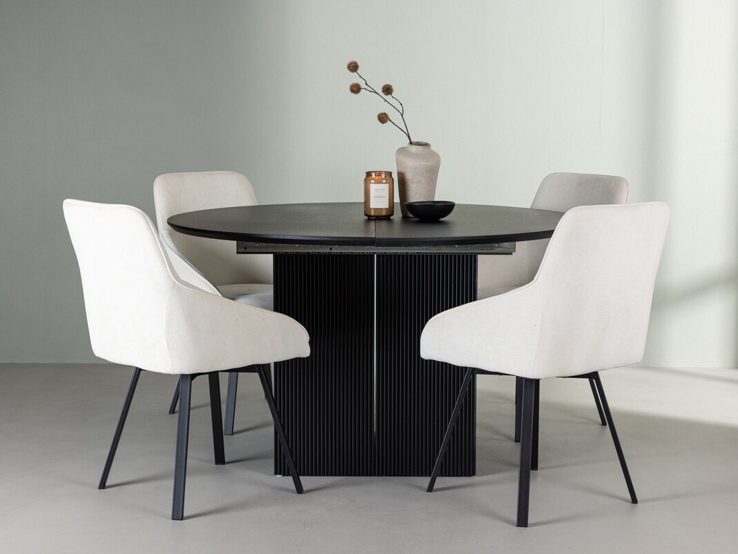 Conjunto de mesas y sillas para comedor Dallas 4335 (Negro + Beige)