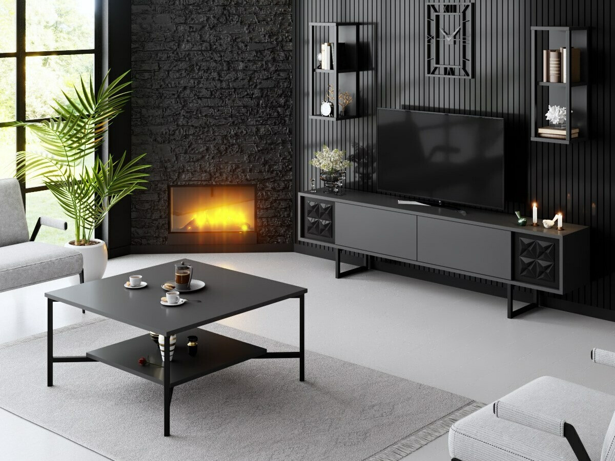 Conjunto de salón Kailua 2397 (Antracita + Negro)