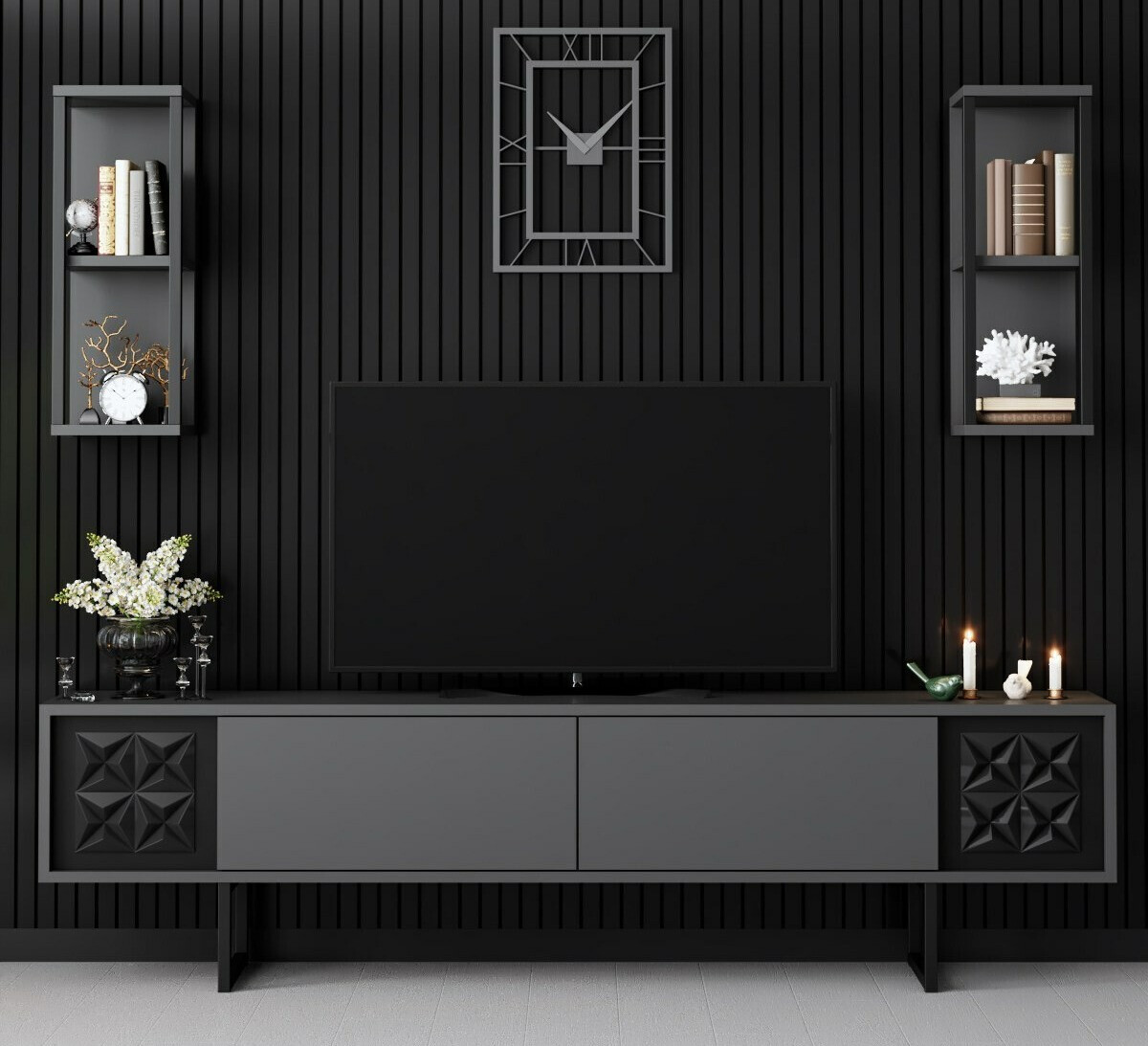 Conjunto de salón Kailua 2397 (Antracita + Negro)